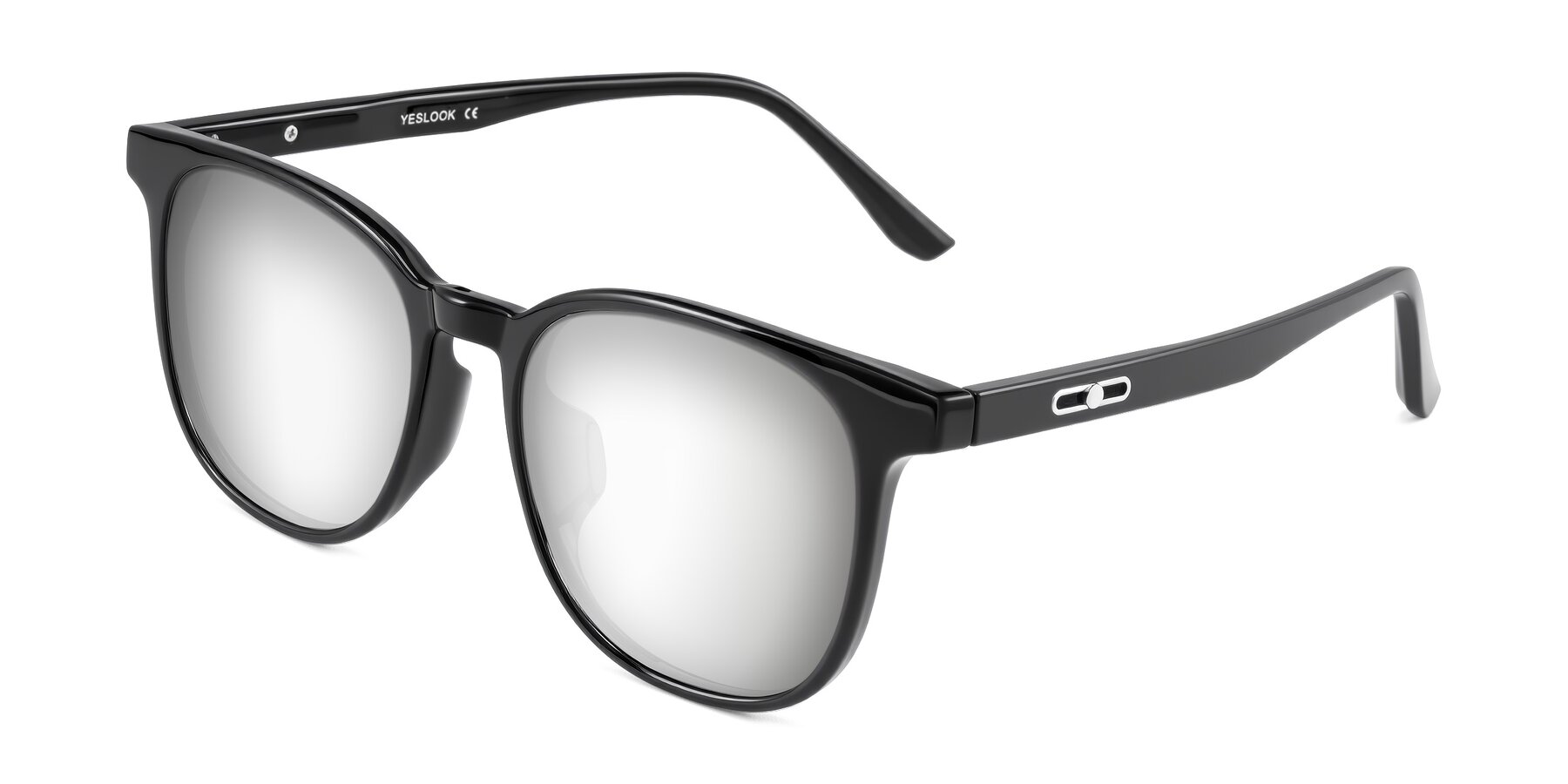 Angle of Ruhling in Black with Silver Mirrored Lenses