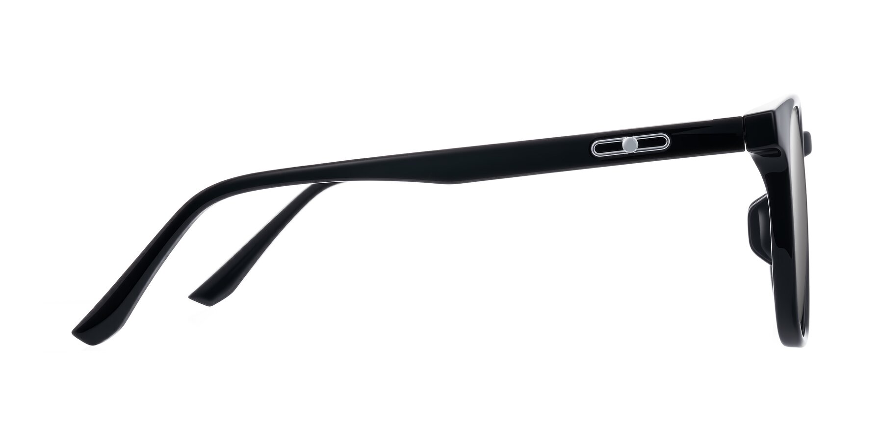 Side of Ruhling in Black with Silver Mirrored Lenses