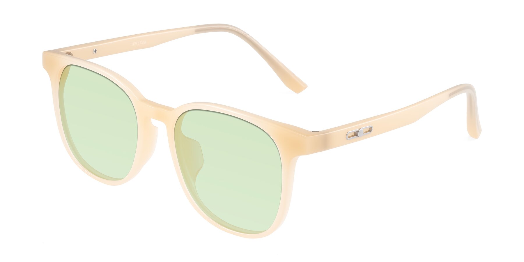 Angle of Ruhling in Apricot with Light Green Tinted Lenses