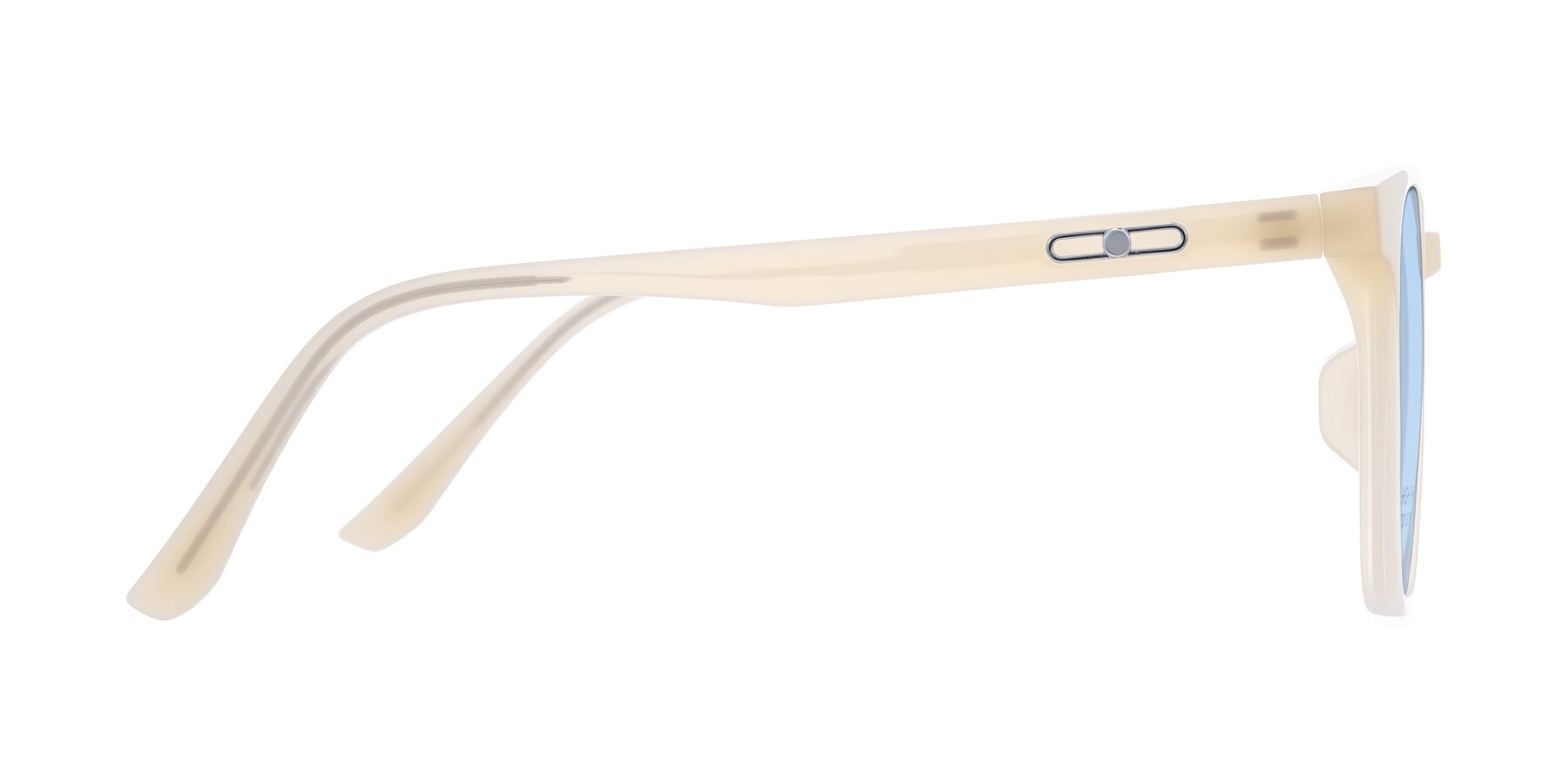 Side of Ruhling in Apricot with Light Blue Tinted Lenses