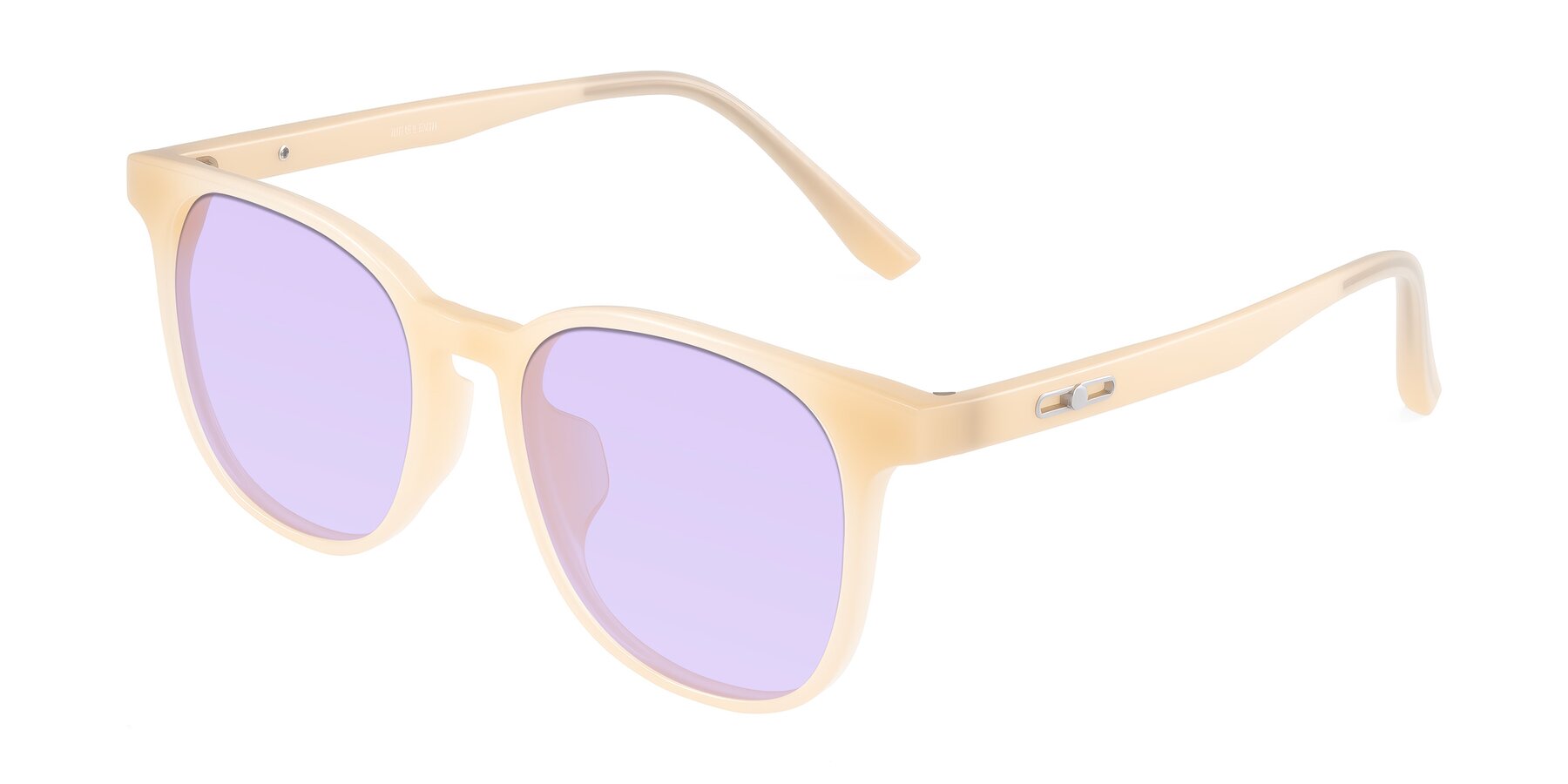 Angle of Ruhling in Apricot with Light Purple Tinted Lenses