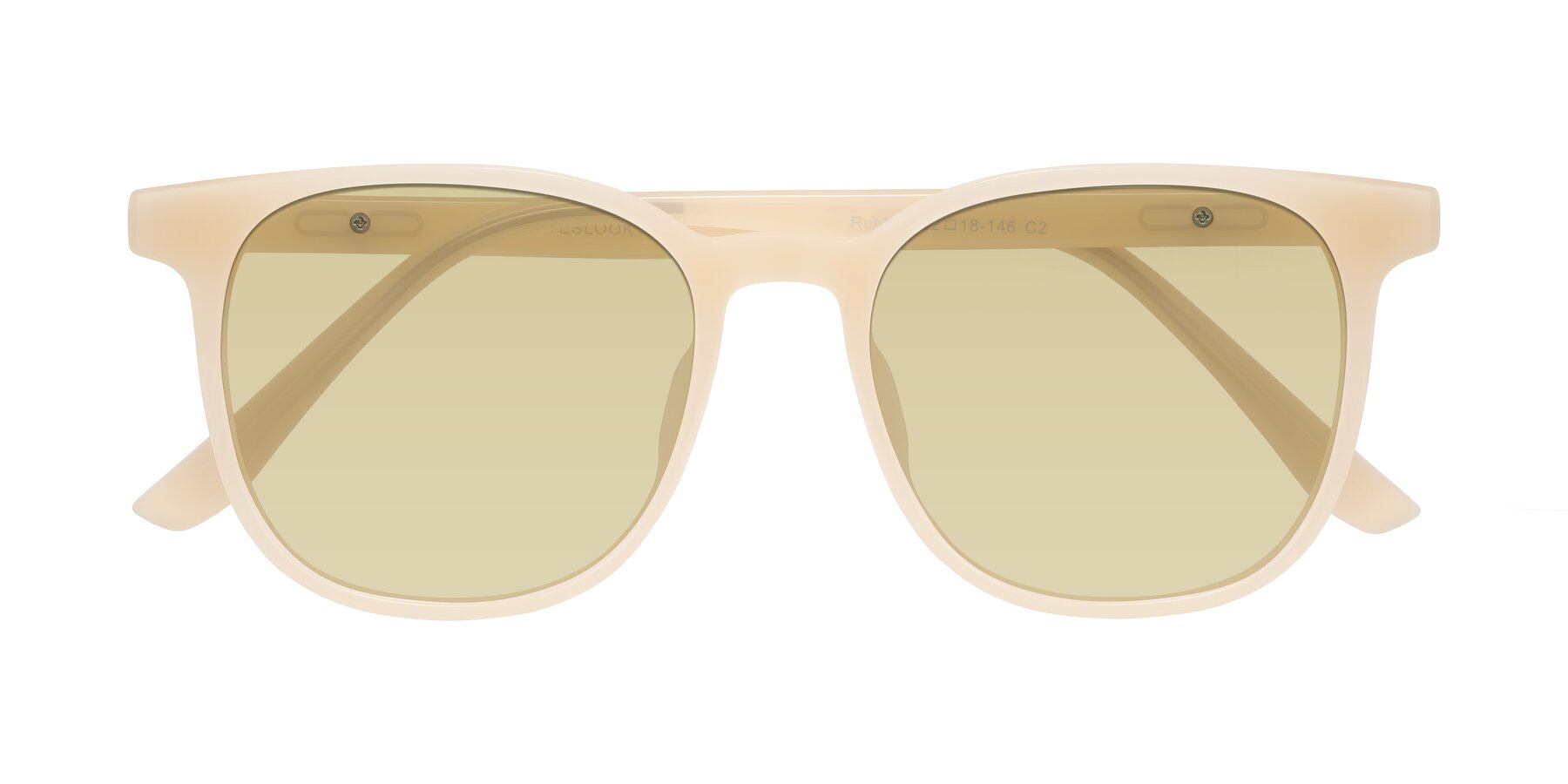 Folded Front of Ruhling in Apricot with Light Champagne Tinted Lenses