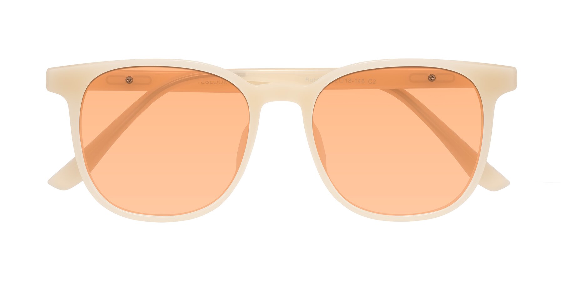 Folded Front of Ruhling in Apricot with Light Orange Tinted Lenses