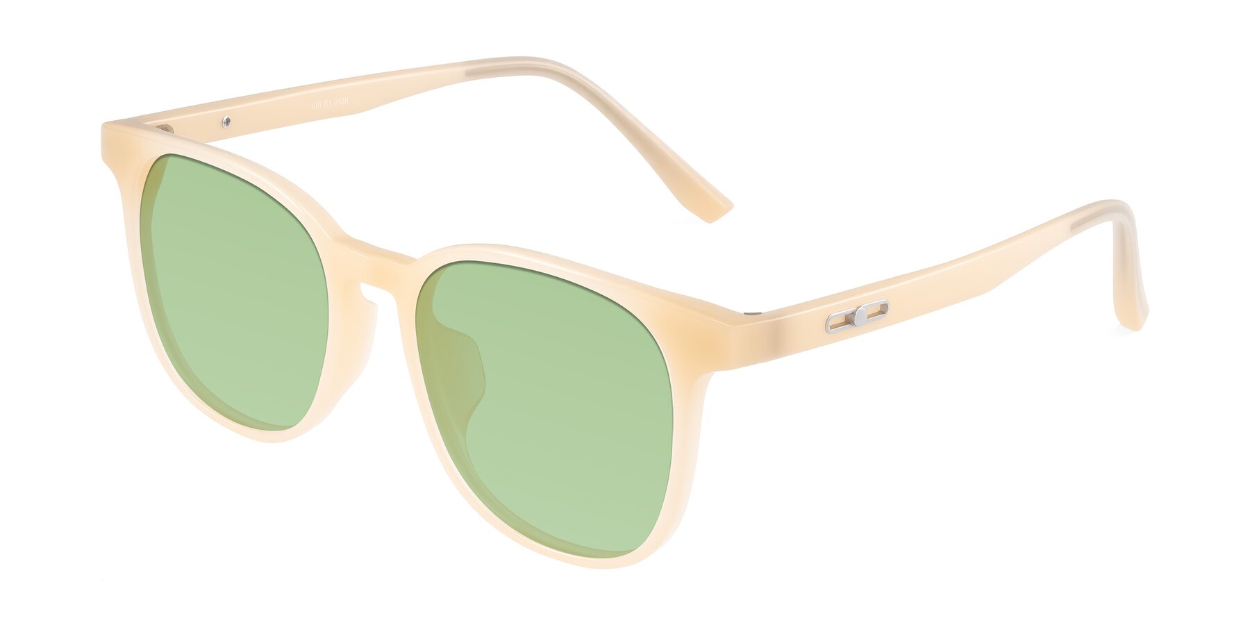 Angle of Ruhling in Apricot with Medium Green Tinted Lenses