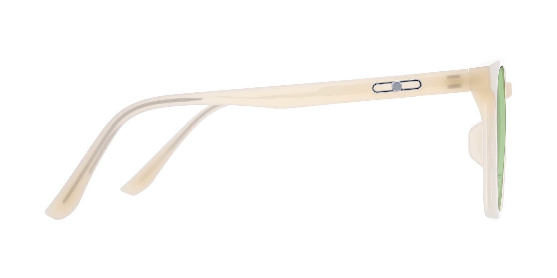 Side of Ruhling in Apricot with Medium Green Tinted Lenses