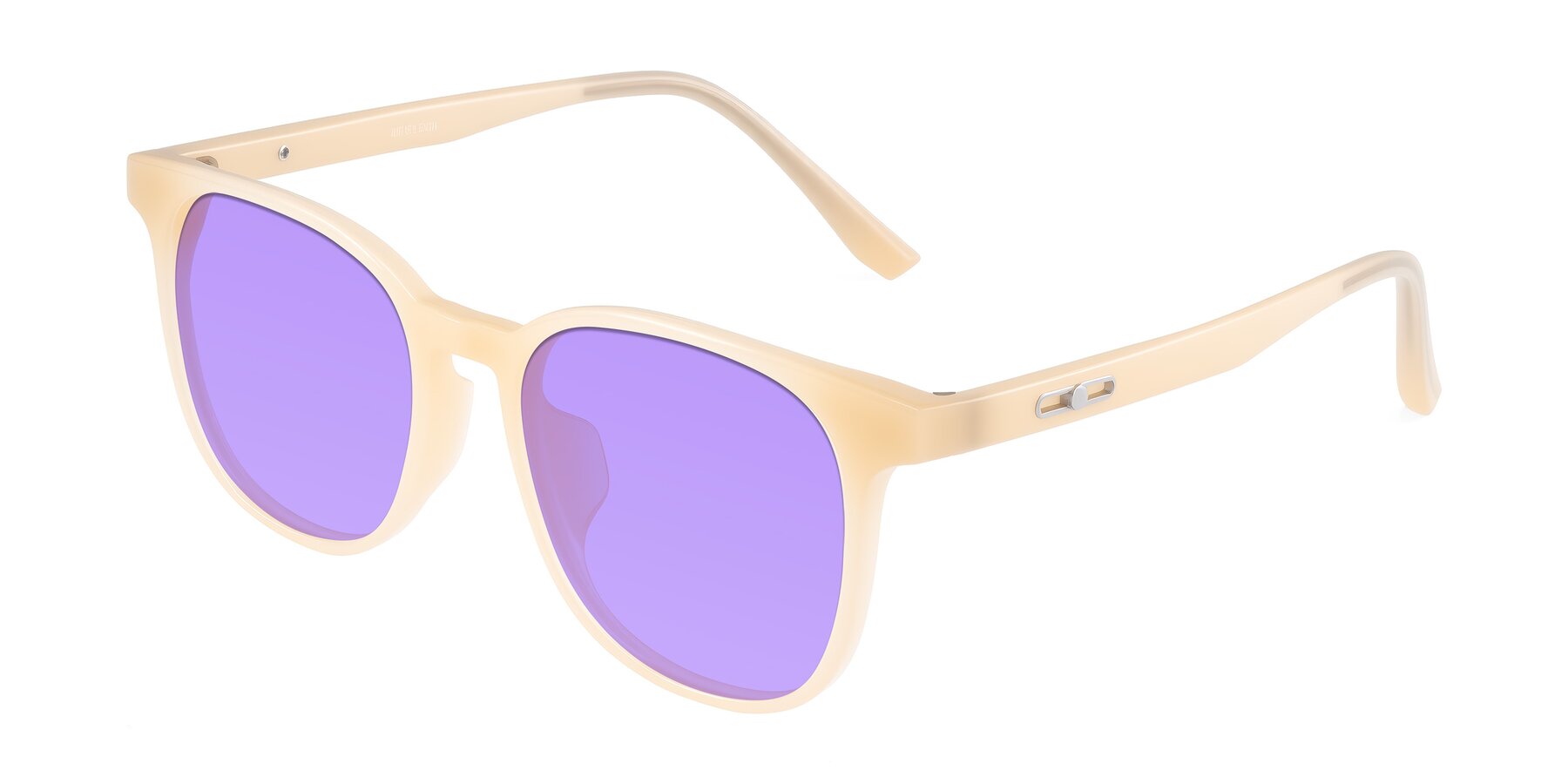 Angle of Ruhling in Apricot with Medium Purple Tinted Lenses