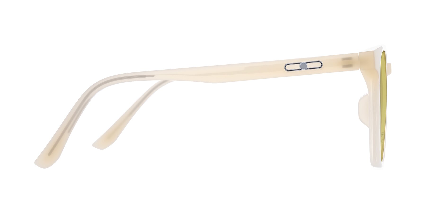 Side of Ruhling in Apricot with Medium Champagne Tinted Lenses