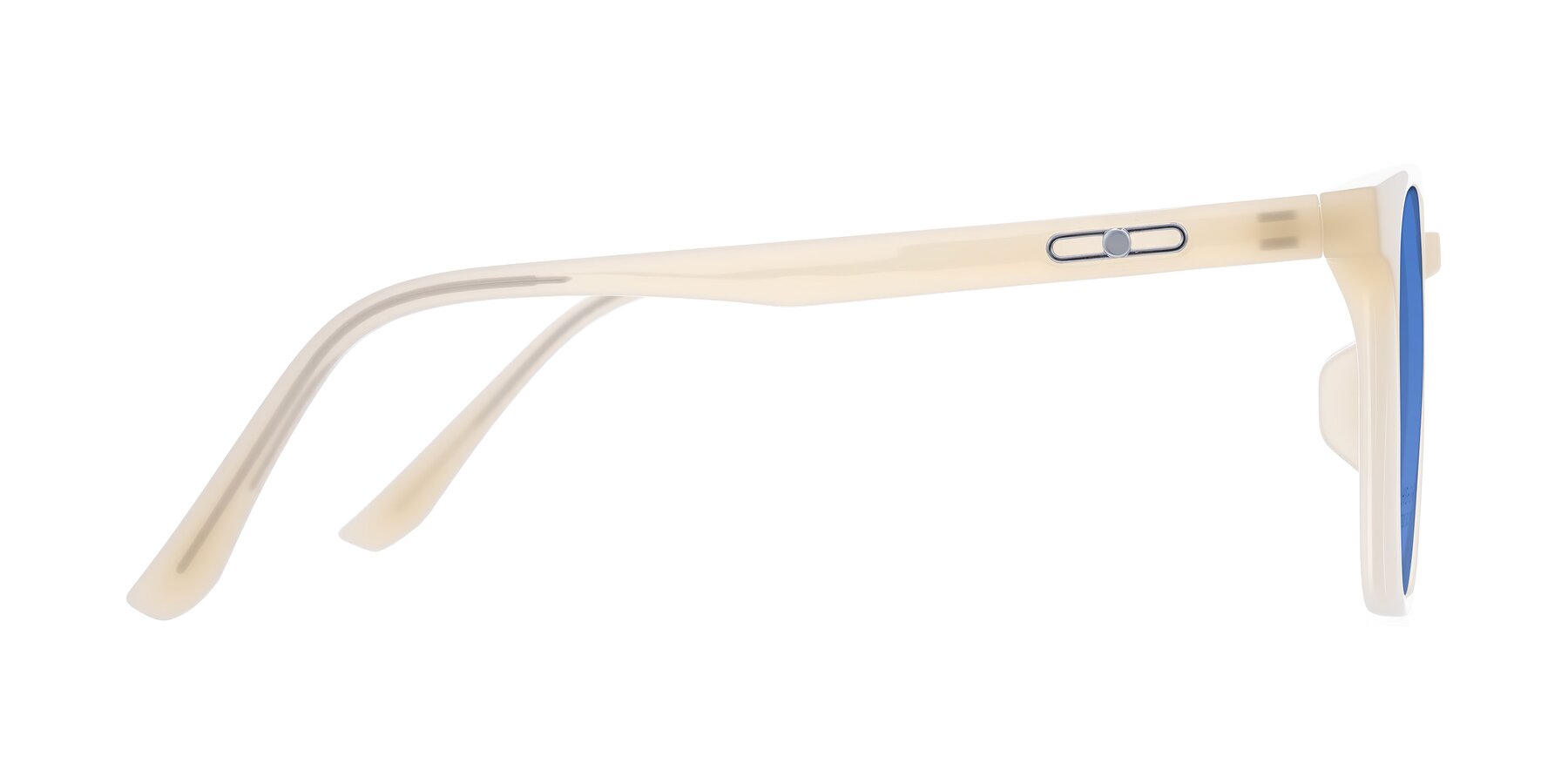 Side of Ruhling in Apricot with Blue Tinted Lenses