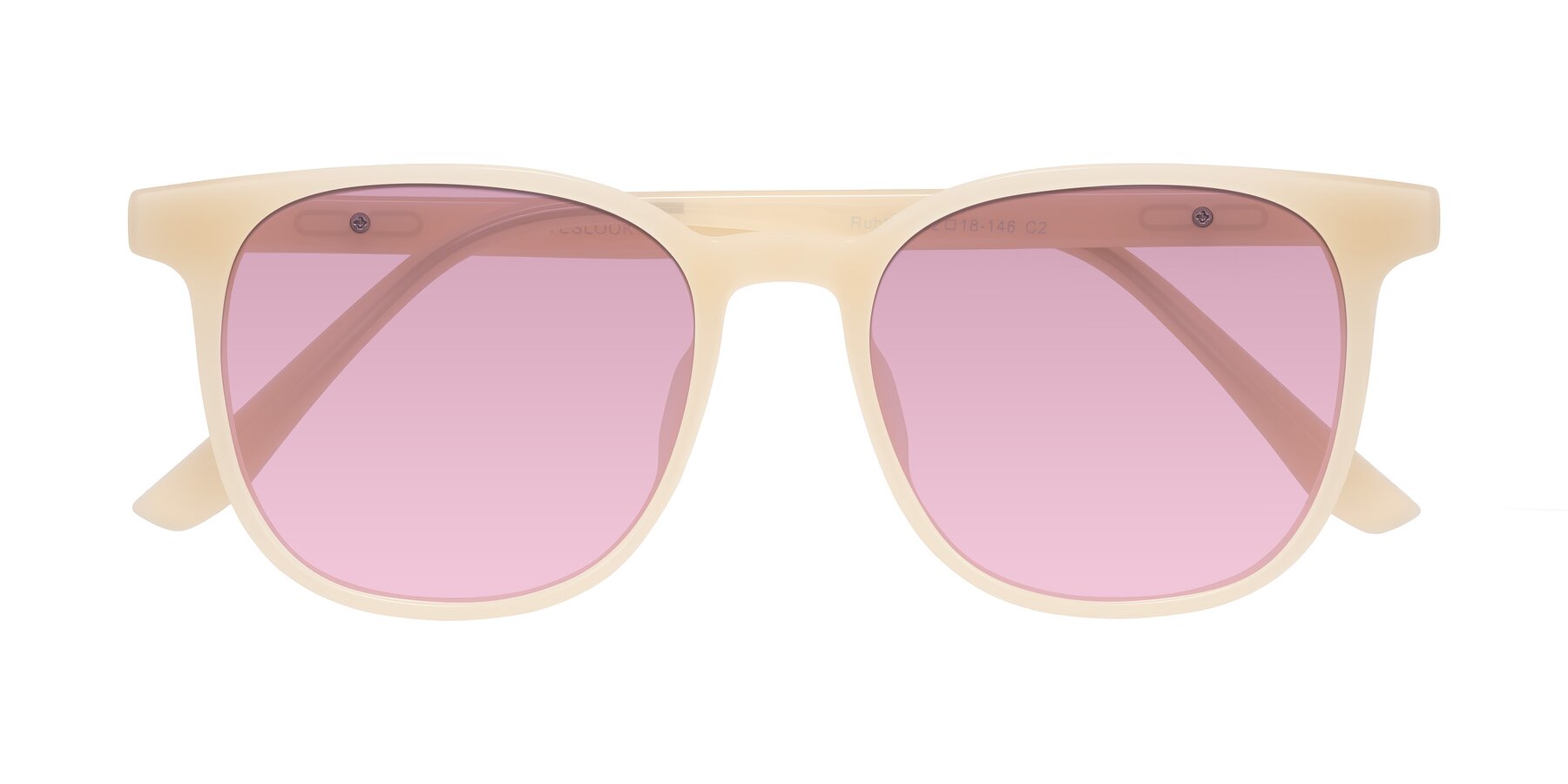 Folded Front of Ruhling in Apricot with Light Wine Tinted Lenses