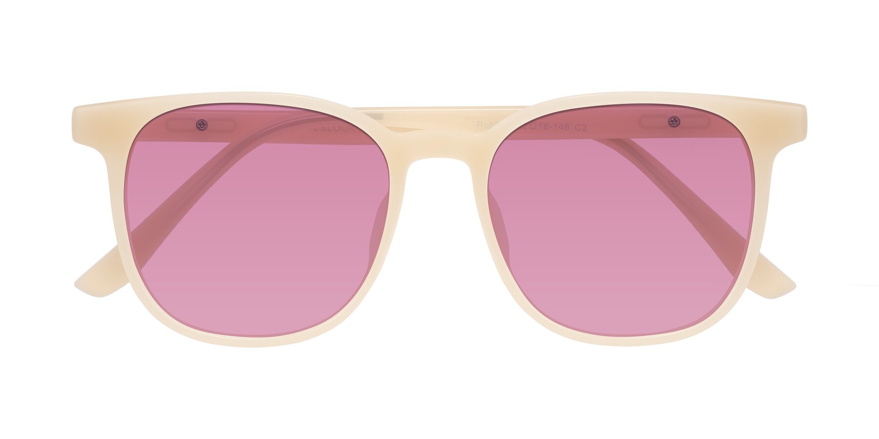 Folded Front of Ruhling in Apricot with Medium Wine Tinted Lenses