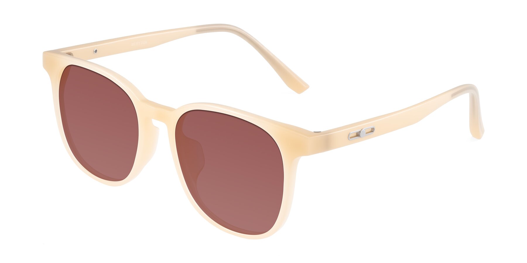 Angle of Ruhling in Apricot with Garnet Tinted Lenses