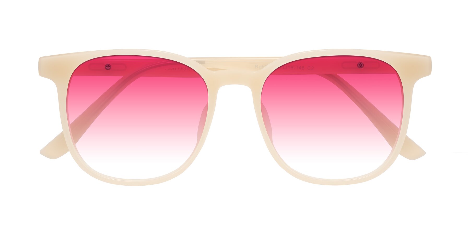 Folded Front of Ruhling in Apricot with Pink Gradient Lenses