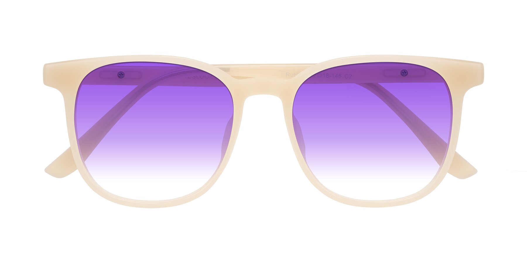 Folded Front of Ruhling in Apricot with Purple Gradient Lenses