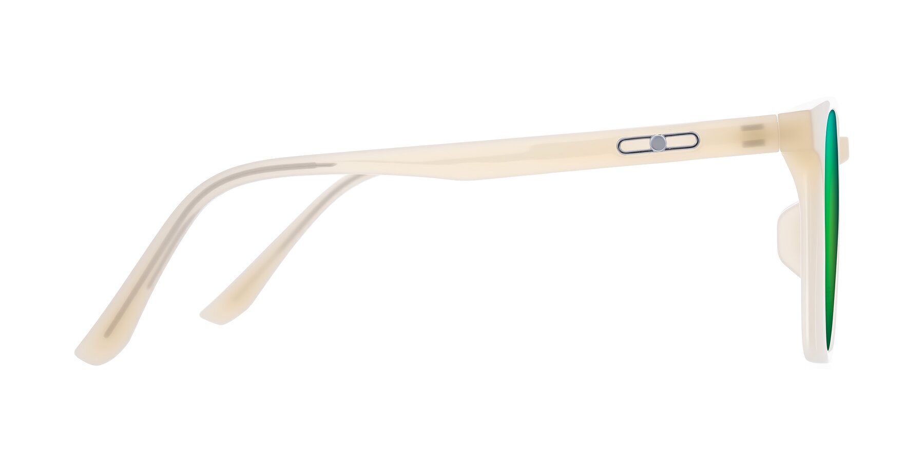 Side of Ruhling in Apricot with Green Mirrored Lenses