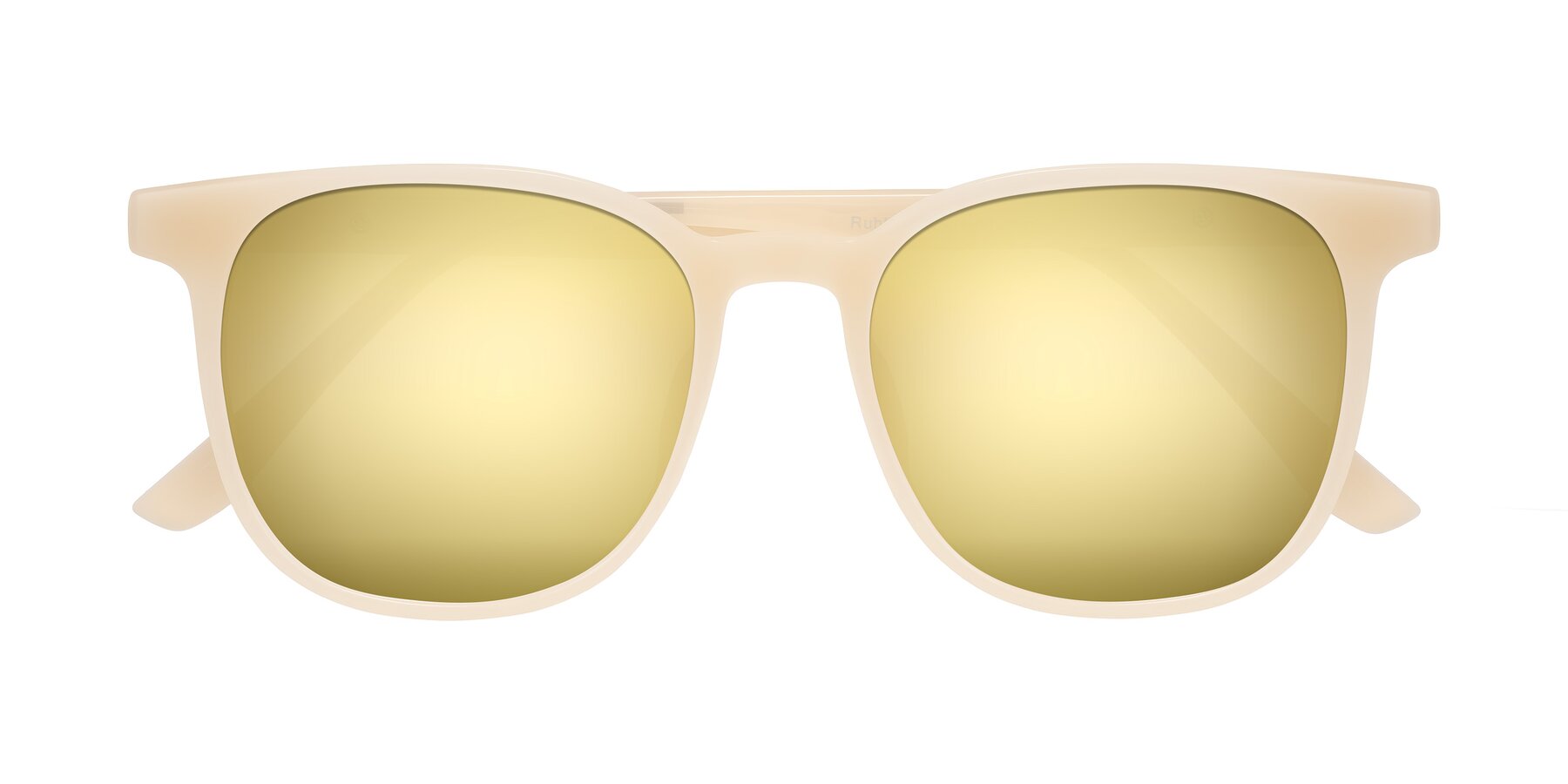 Folded Front of Ruhling in Apricot with Gold Mirrored Lenses