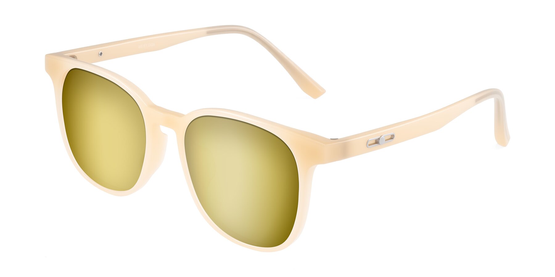 Angle of Ruhling in Apricot with Gold Mirrored Lenses