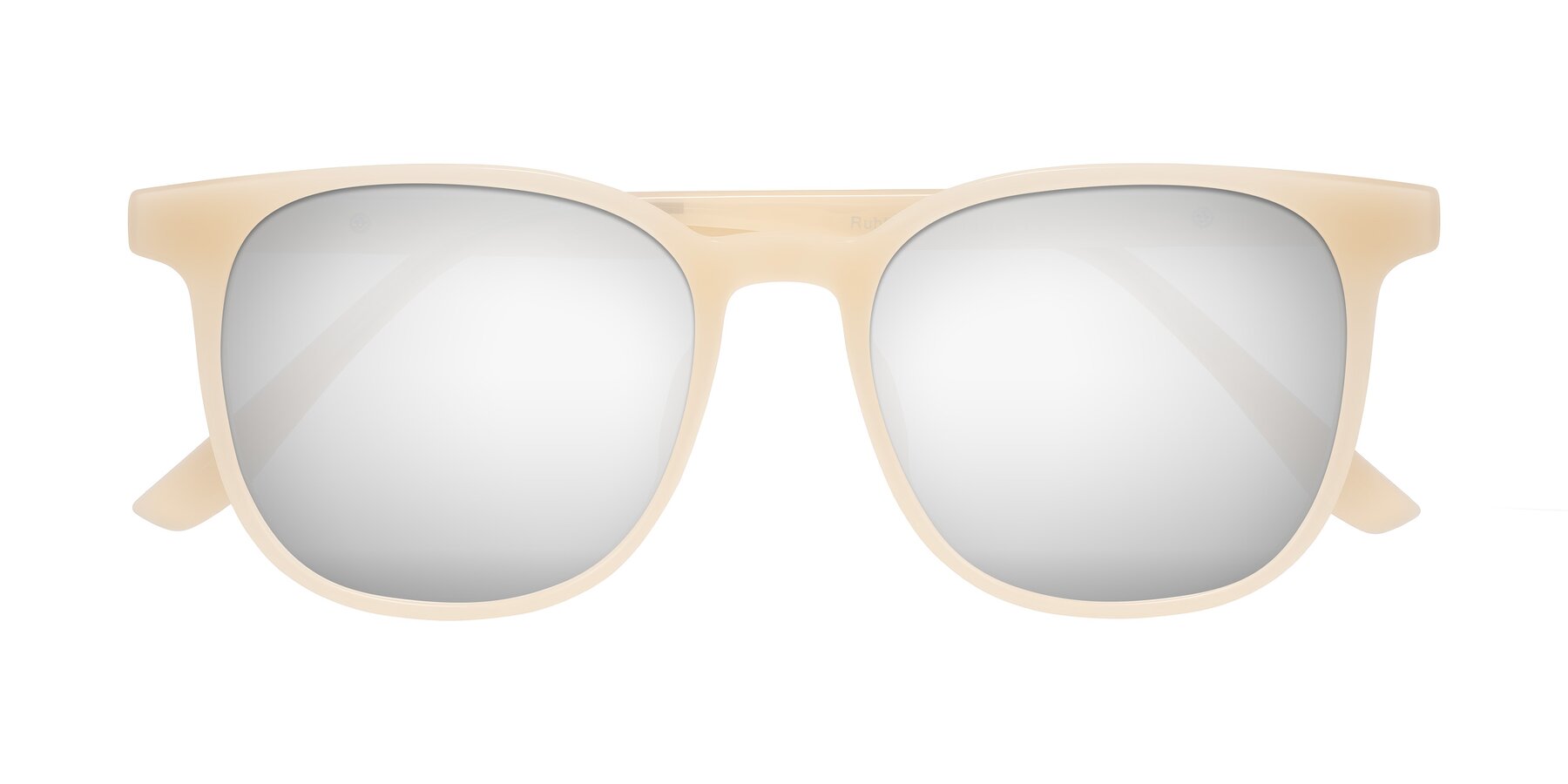 Folded Front of Ruhling in Apricot with Silver Mirrored Lenses