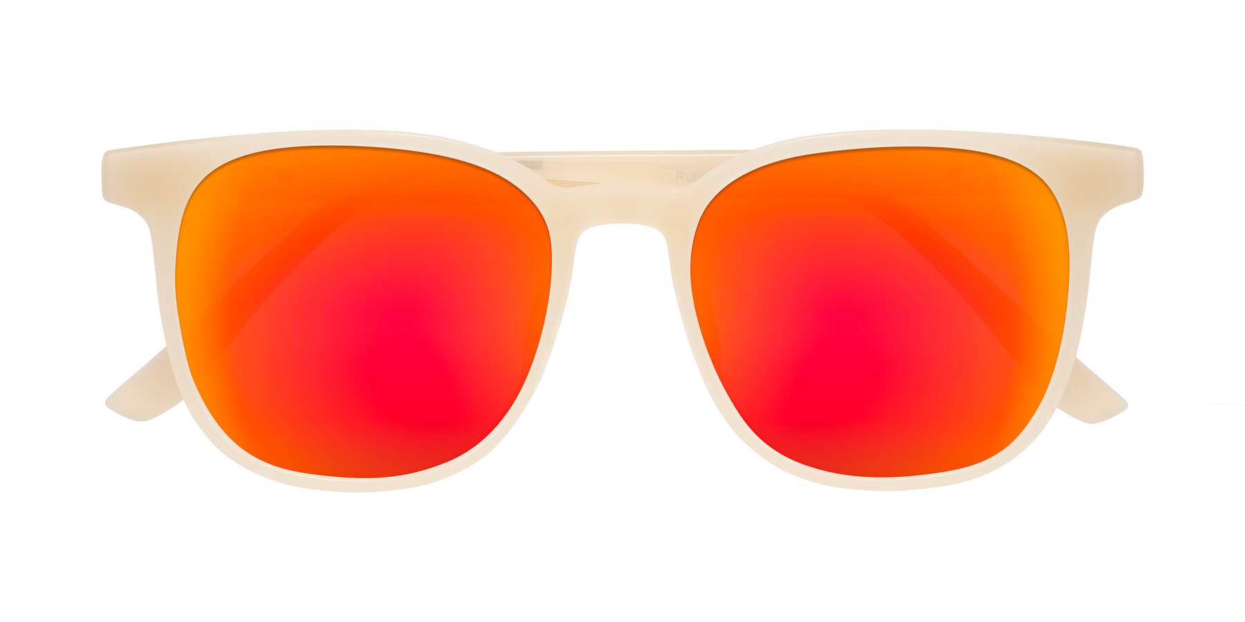 Folded Front of Ruhling in Apricot with Red Gold Mirrored Lenses
