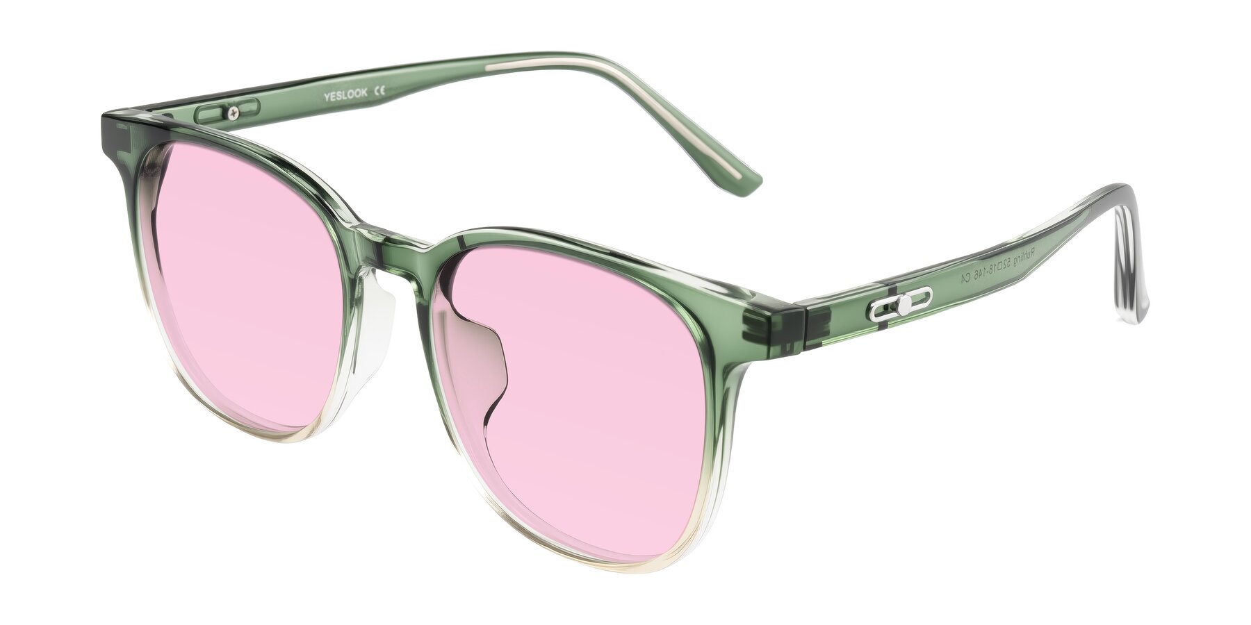 Angle of Ruhling in Gradient Green with Light Pink Tinted Lenses