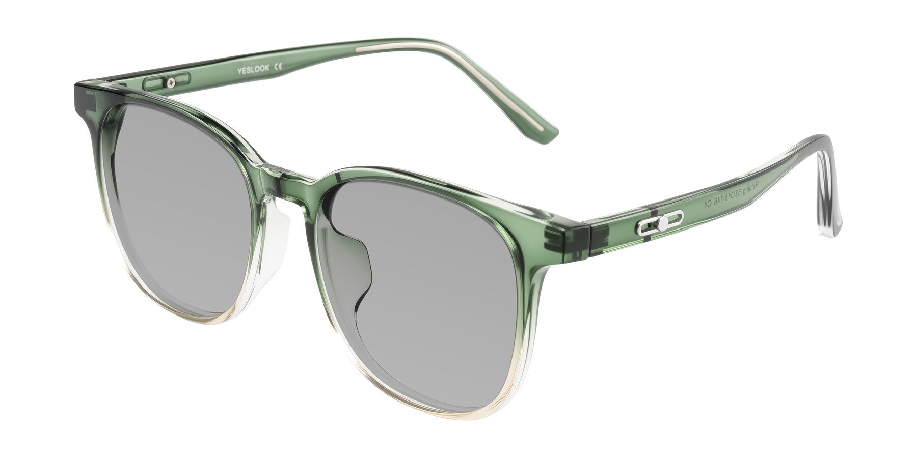 Angle of Ruhling in Gradient Green with Light Gray Tinted Lenses