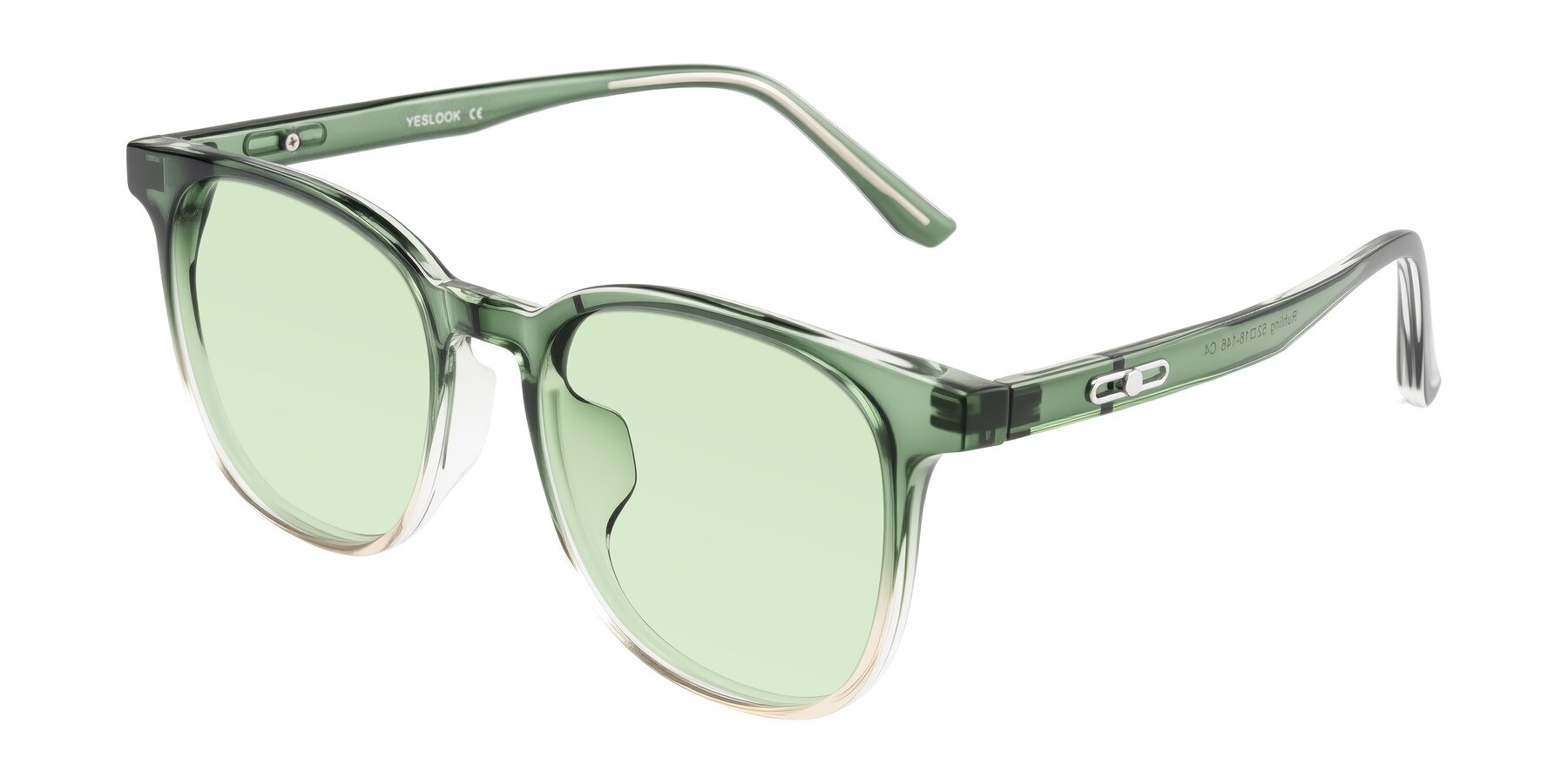 Angle of Ruhling in Gradient Green with Light Green Tinted Lenses