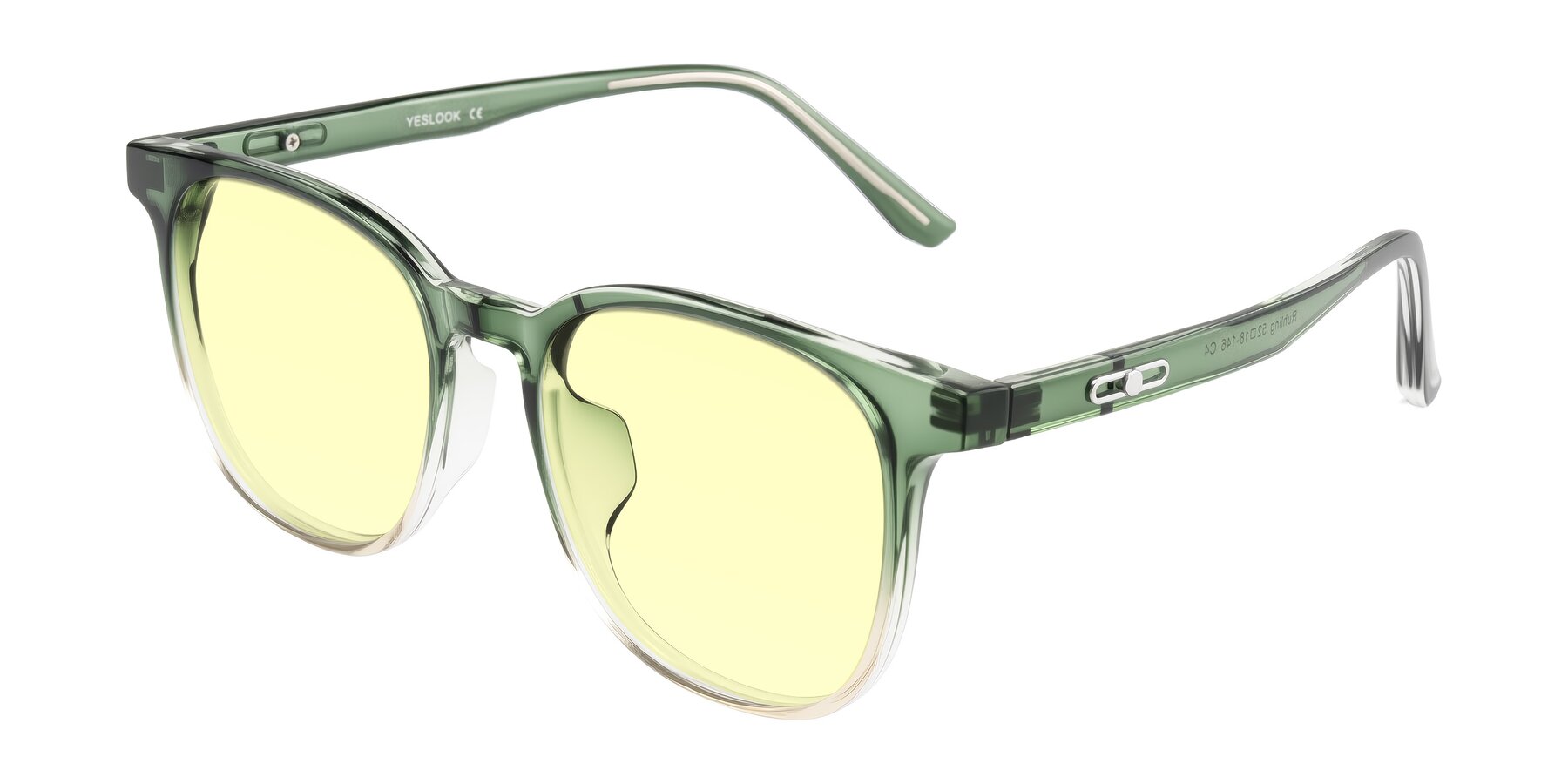 Angle of Ruhling in Gradient Green with Light Yellow Tinted Lenses