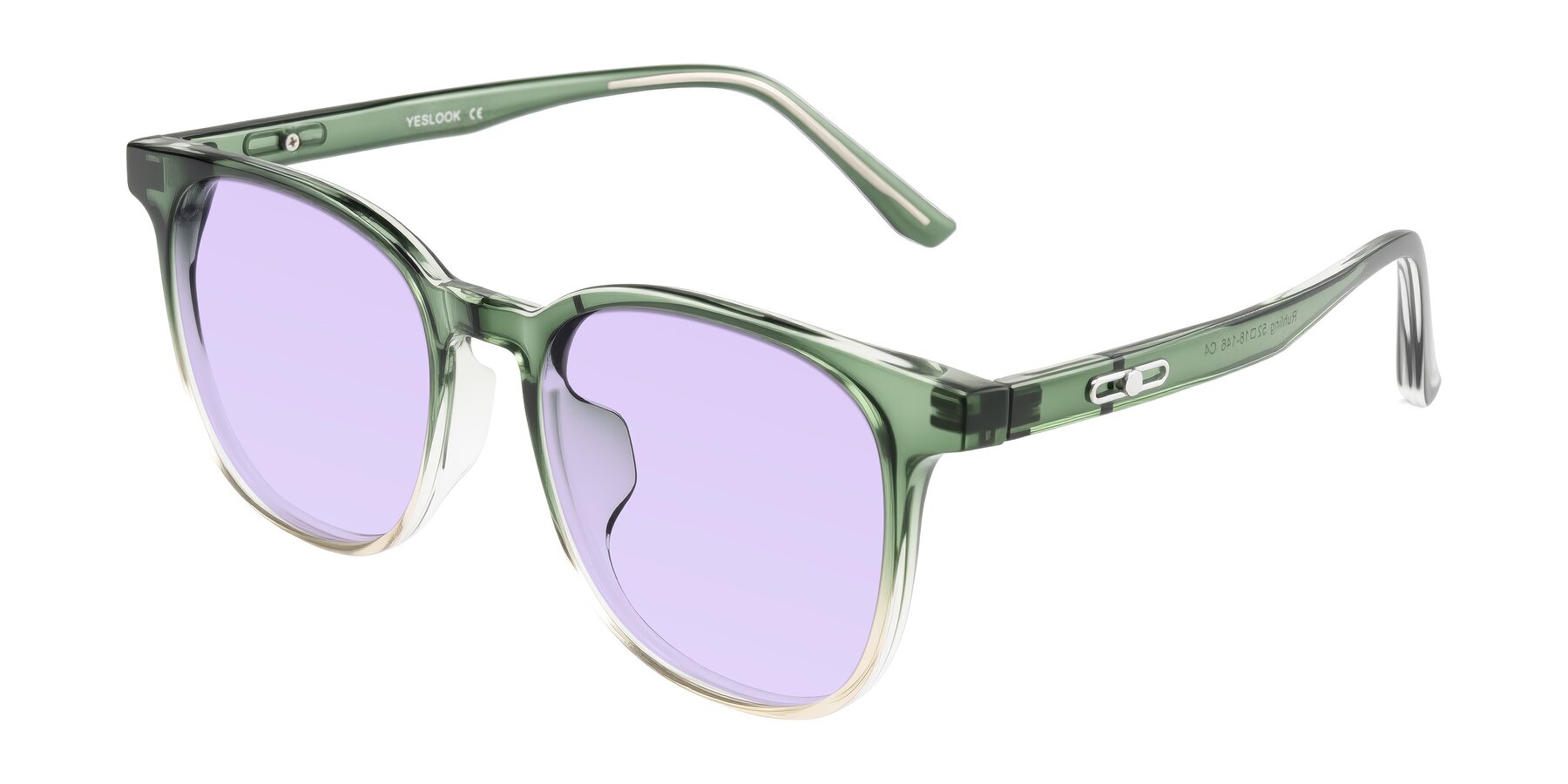 Angle of Ruhling in Gradient Green with Light Purple Tinted Lenses