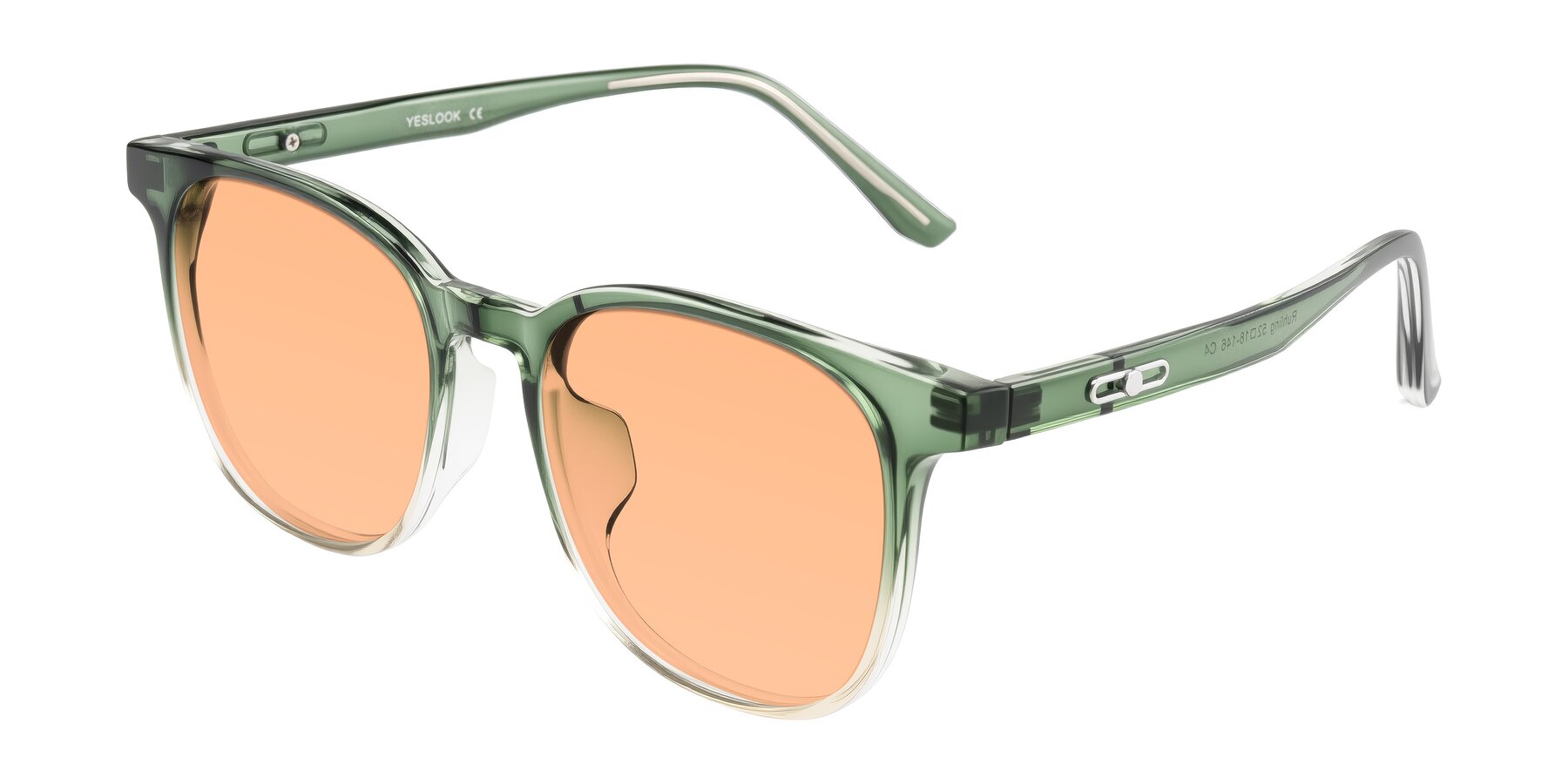 Angle of Ruhling in Gradient Green with Light Orange Tinted Lenses
