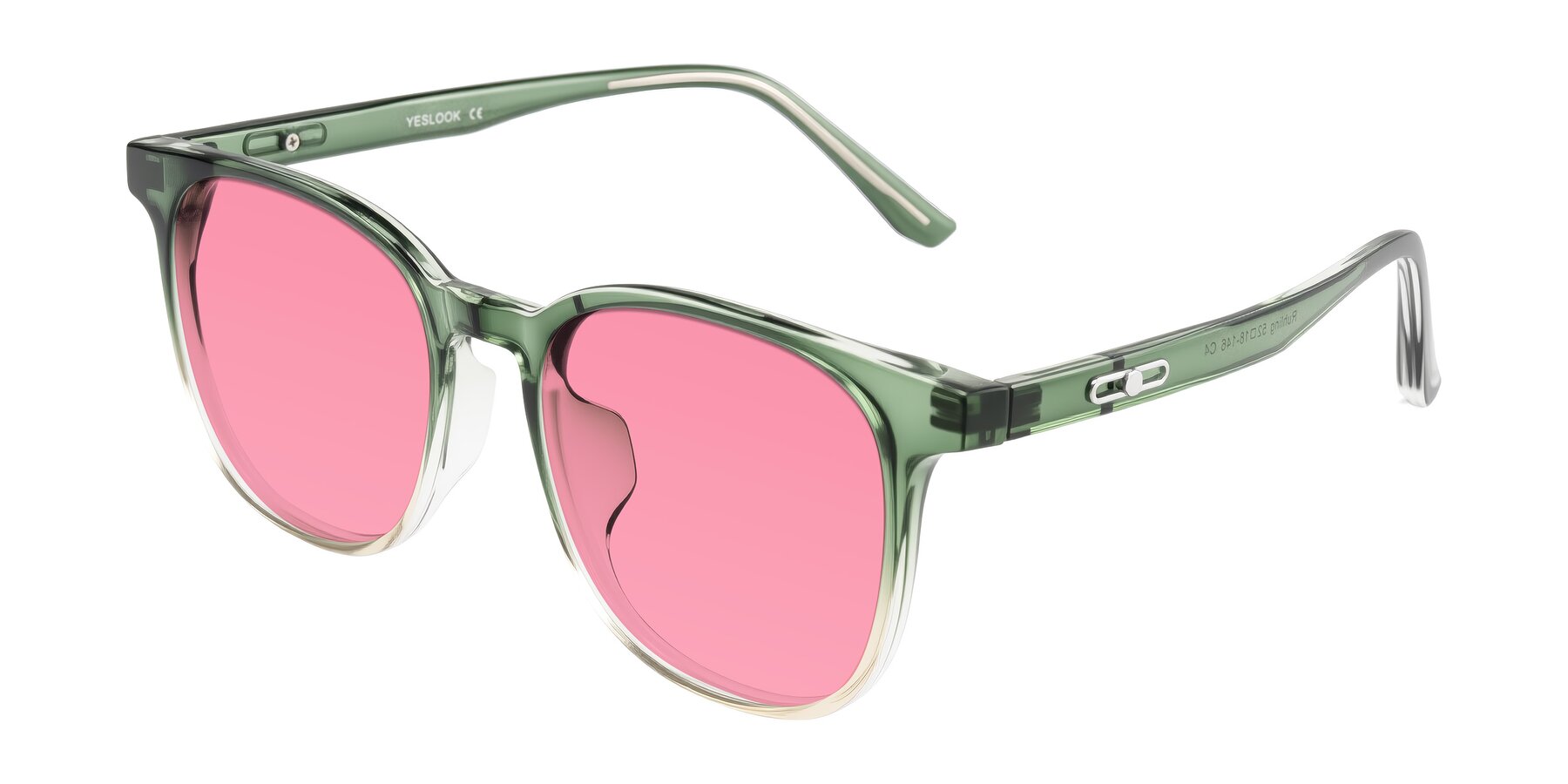 Angle of Ruhling in Gradient Green with Pink Tinted Lenses