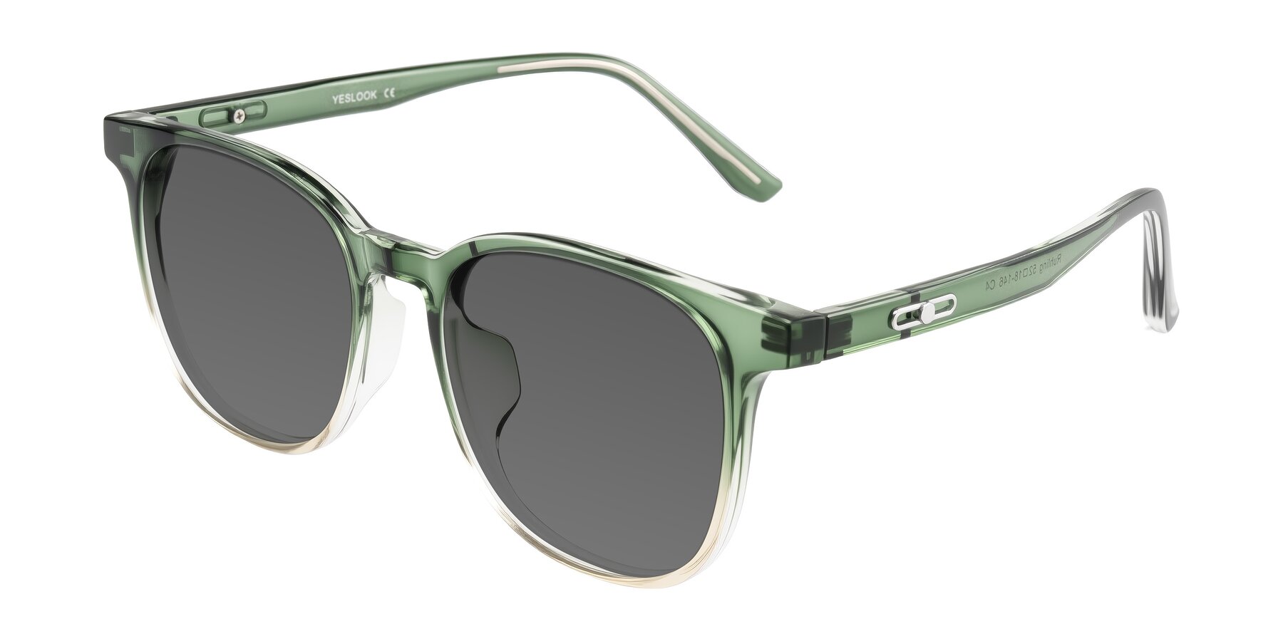 Angle of Ruhling in Gradient Green with Medium Gray Tinted Lenses