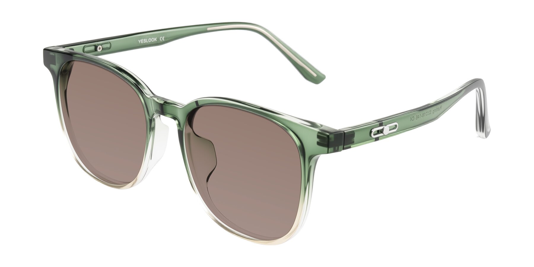 Angle of Ruhling in Gradient Green with Medium Brown Tinted Lenses
