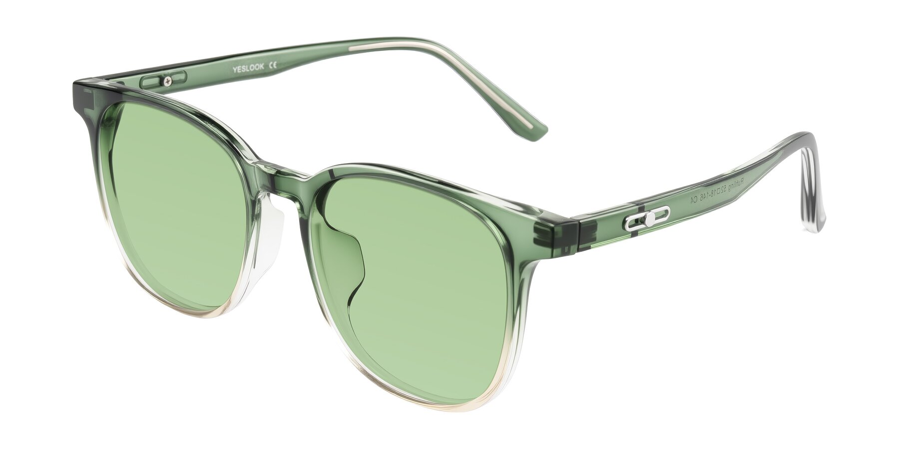 Angle of Ruhling in Gradient Green with Medium Green Tinted Lenses