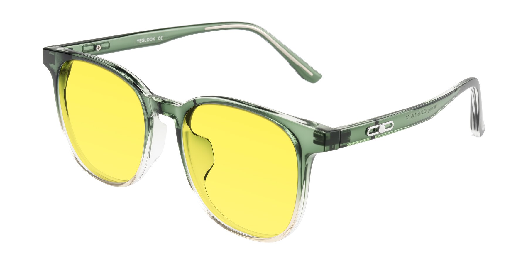 Angle of Ruhling in Gradient Green with Medium Yellow Tinted Lenses