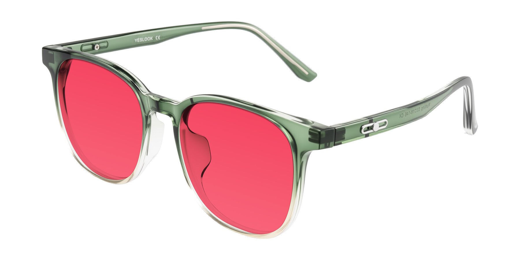 Angle of Ruhling in Gradient Green with Red Tinted Lenses