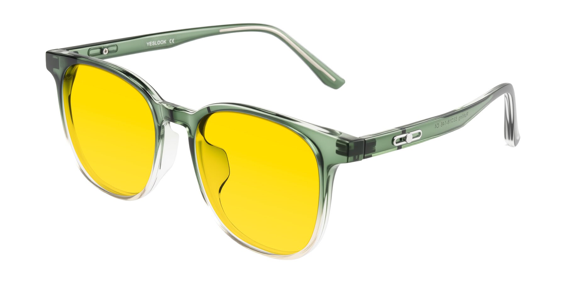 Angle of Ruhling in Gradient Green with Yellow Tinted Lenses