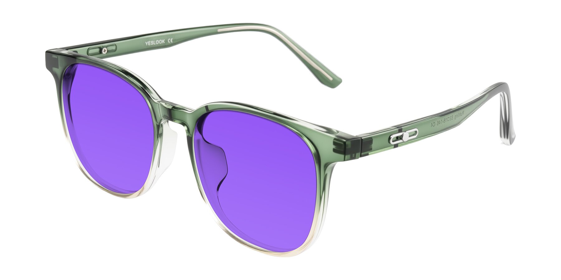 Angle of Ruhling in Gradient Green with Purple Tinted Lenses