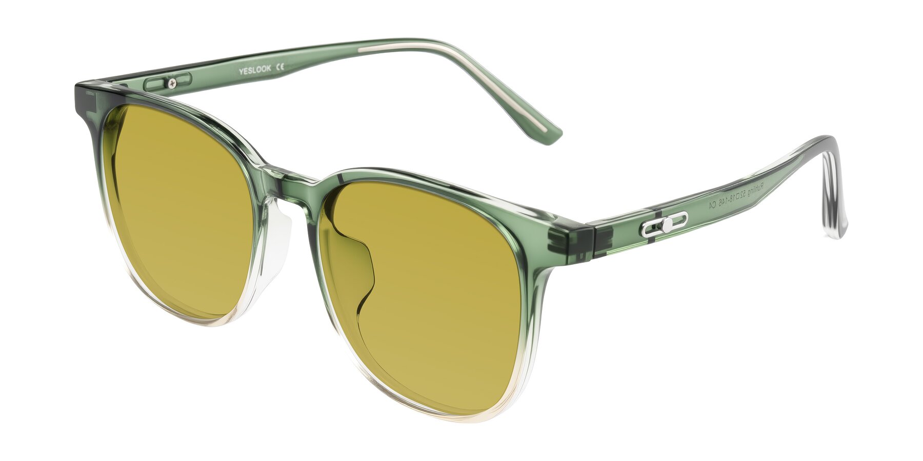Angle of Ruhling in Gradient Green with Champagne Tinted Lenses