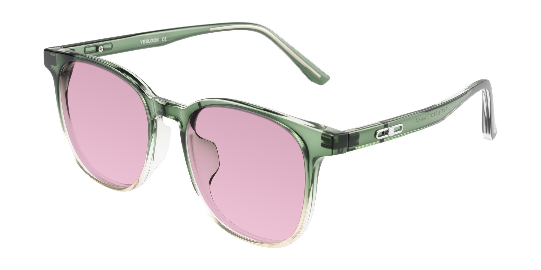 Angle of Ruhling in Gradient Green with Light Wine Tinted Lenses
