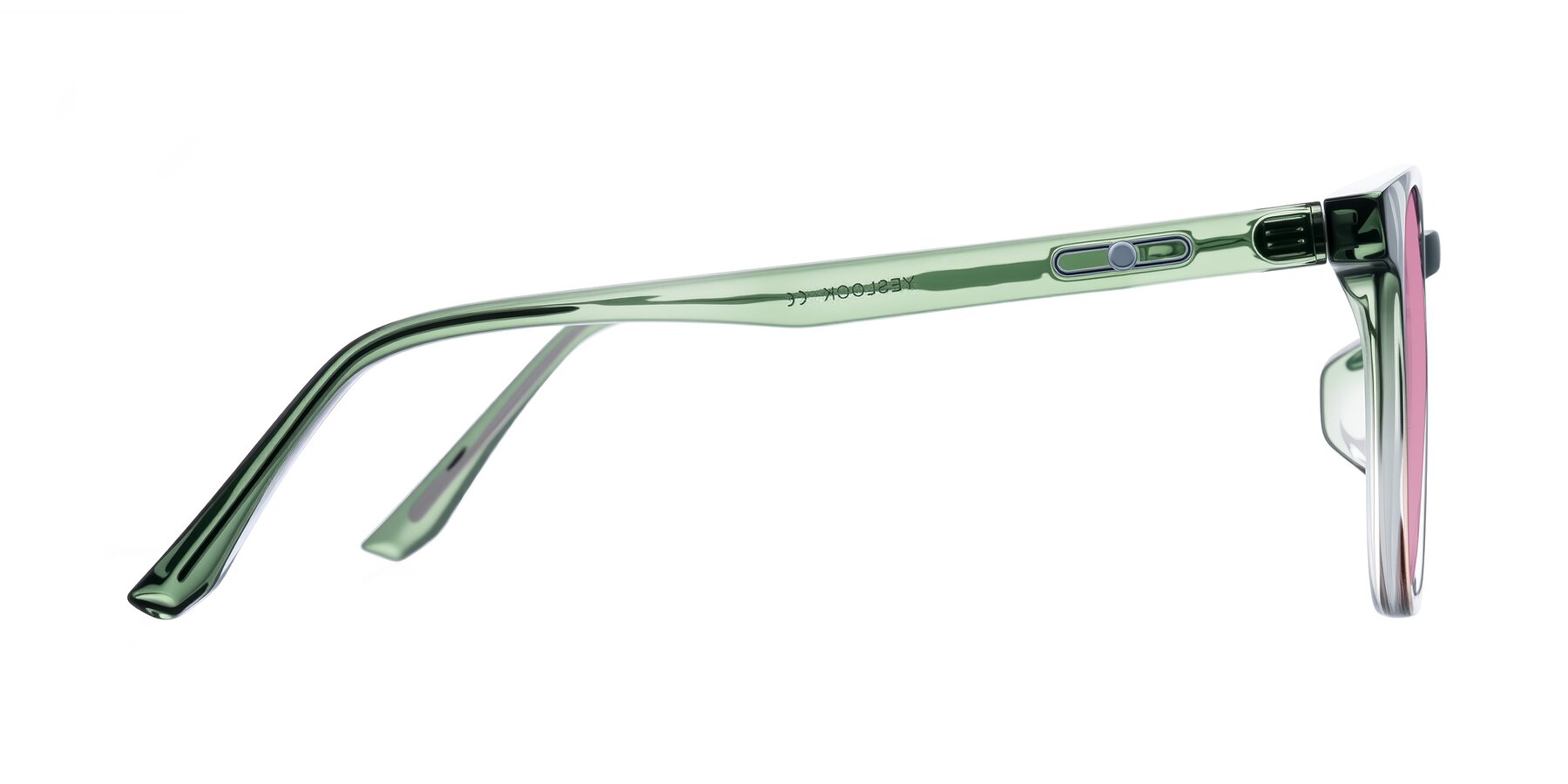 Side of Ruhling in Gradient Green with Medium Wine Tinted Lenses