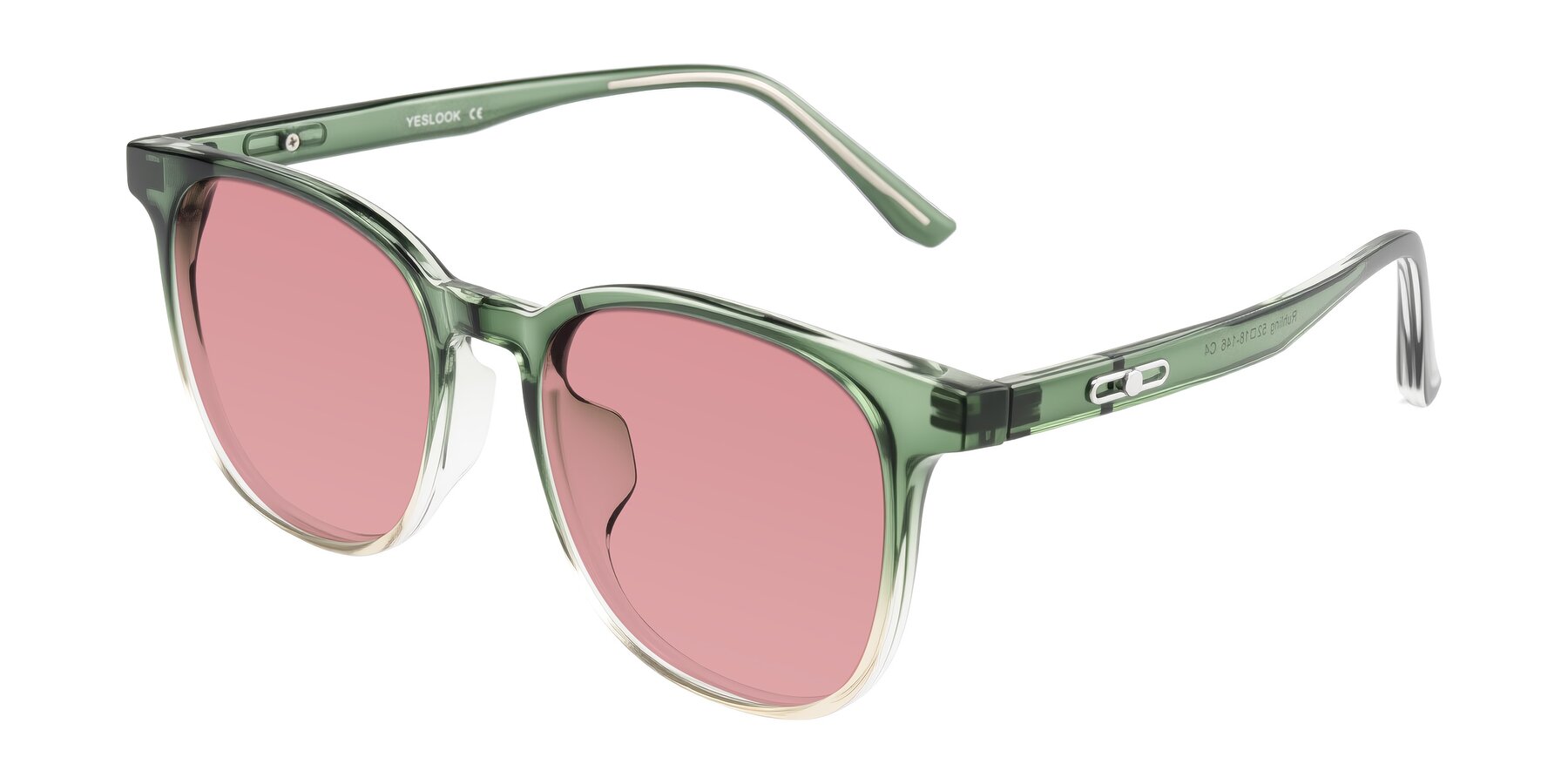 Angle of Ruhling in Gradient Green with Medium Garnet Tinted Lenses