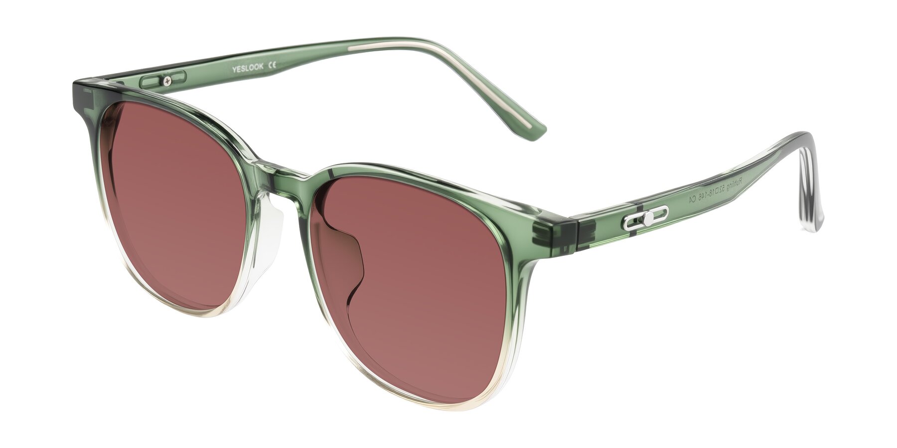 Angle of Ruhling in Gradient Green with Garnet Tinted Lenses