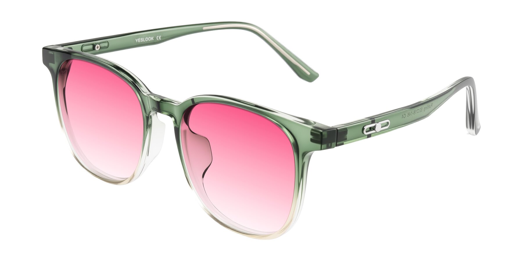 Angle of Ruhling in Gradient Green with Pink Gradient Lenses