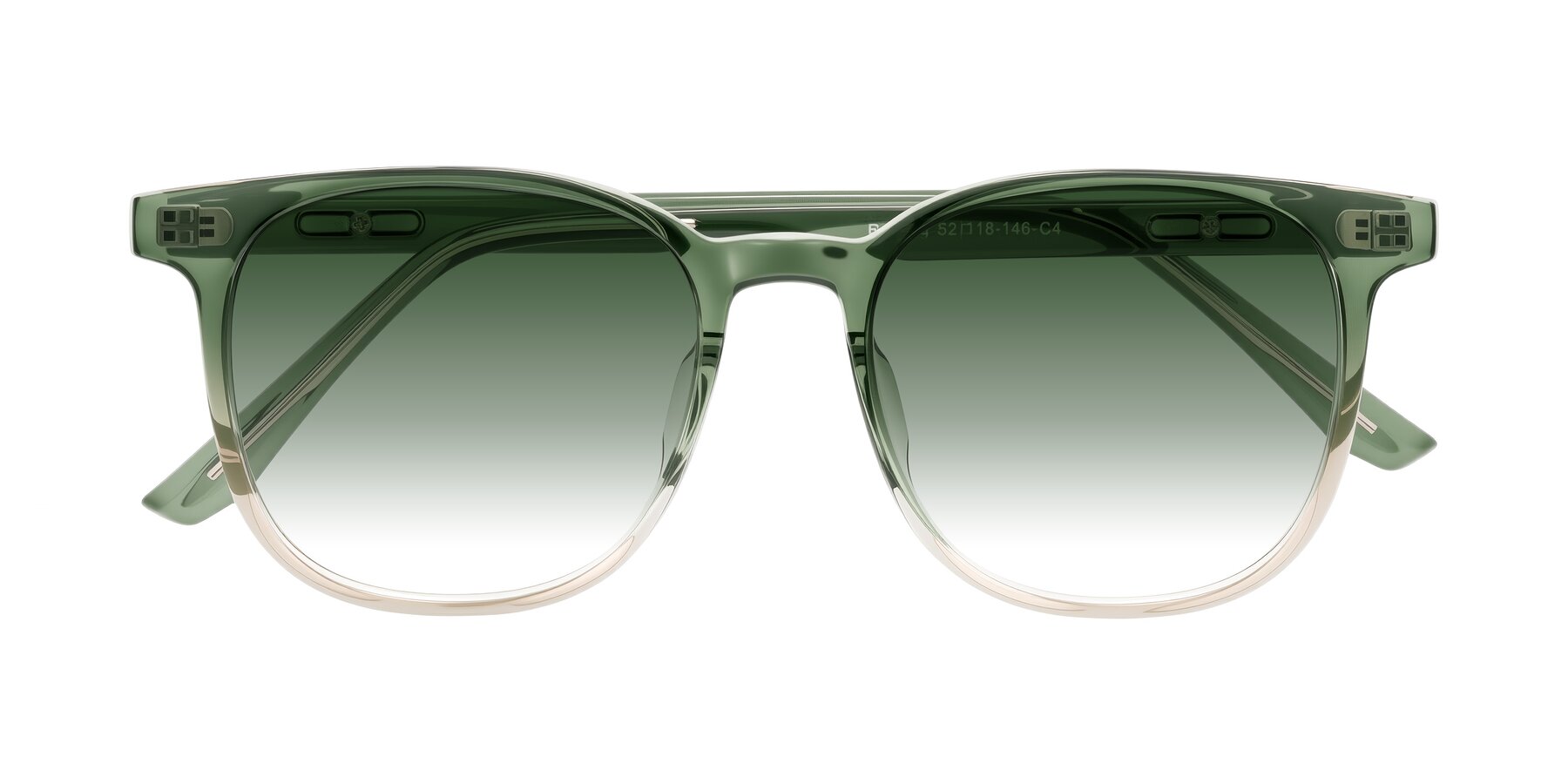 Folded Front of Ruhling in Gradient Green with Green Gradient Lenses