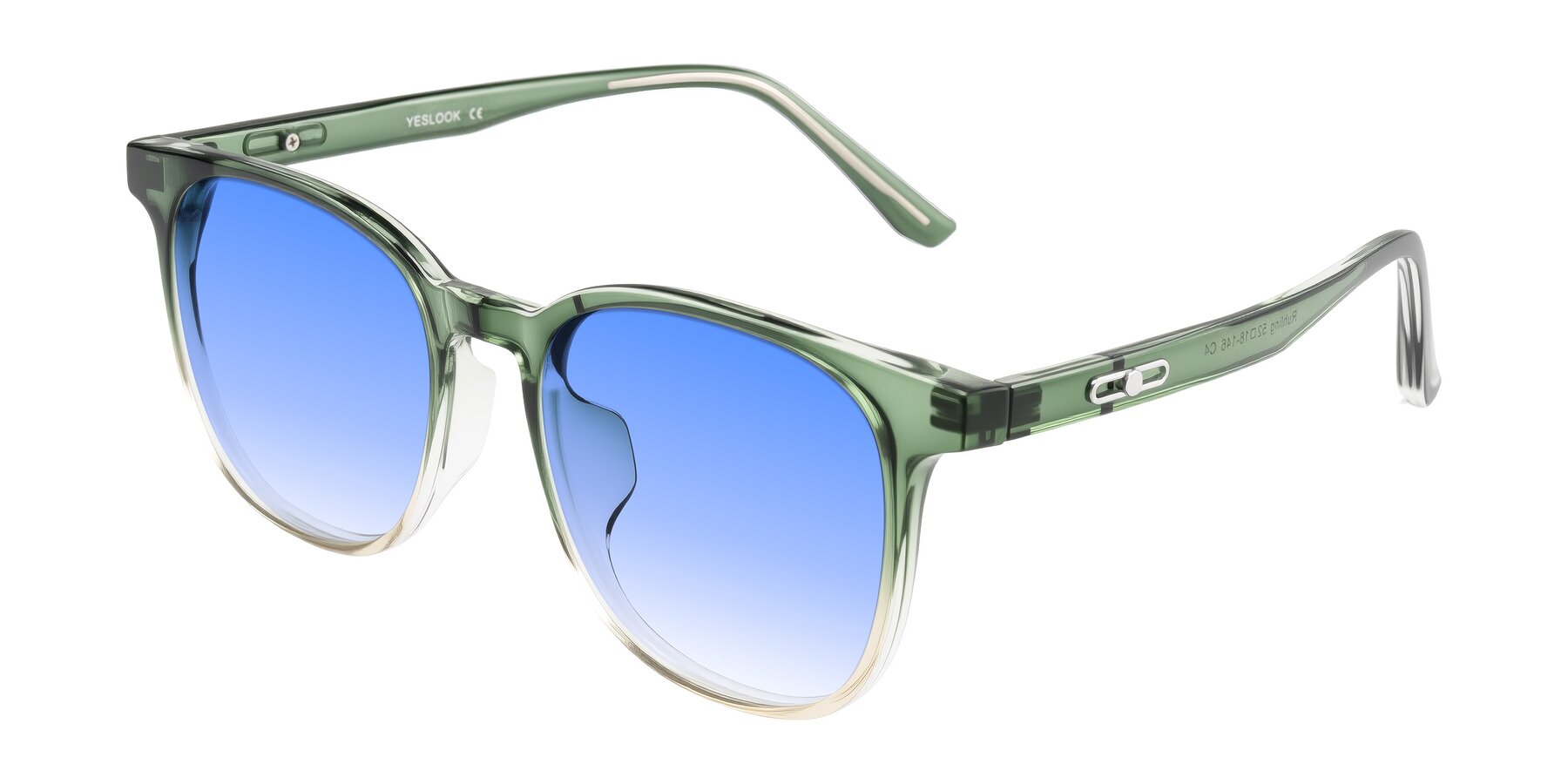 Angle of Ruhling in Gradient Green with Blue Gradient Lenses