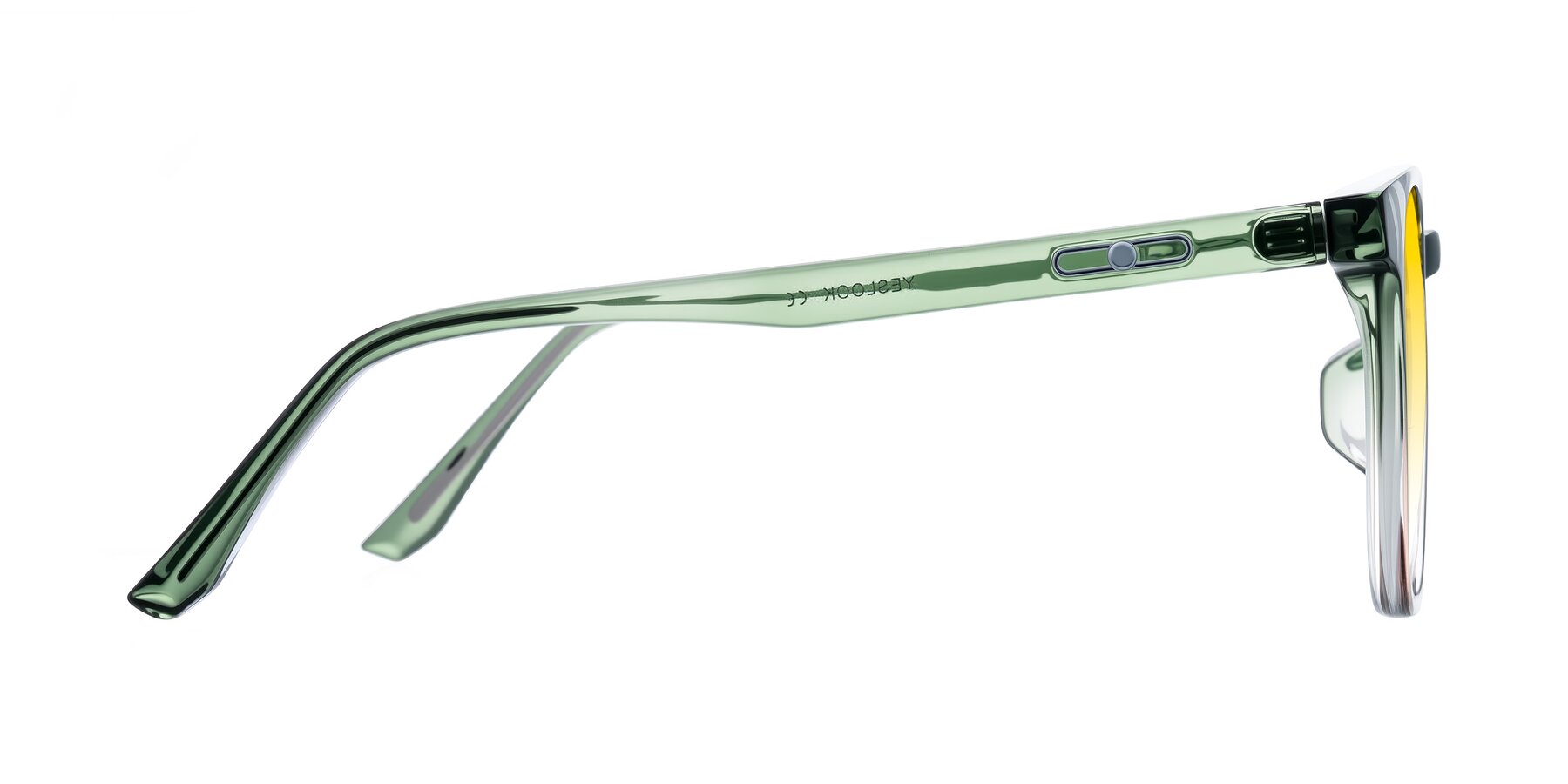 Side of Ruhling in Gradient Green with Yellow Gradient Lenses