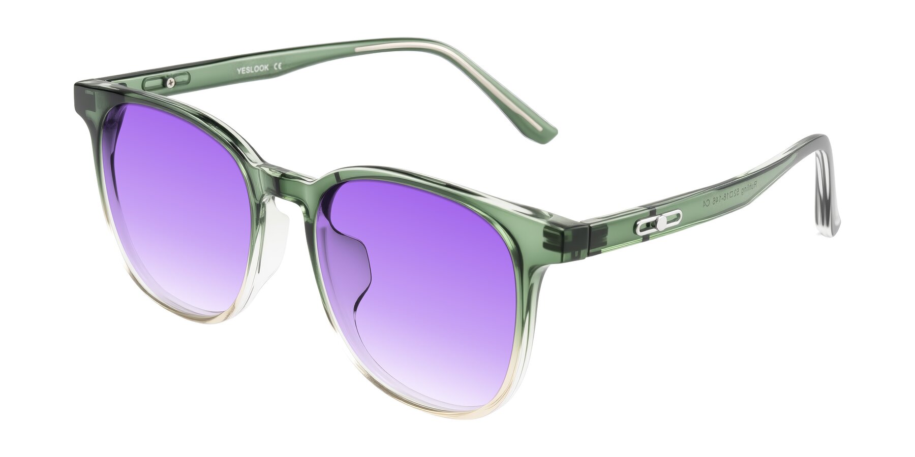 Angle of Ruhling in Gradient Green with Purple Gradient Lenses