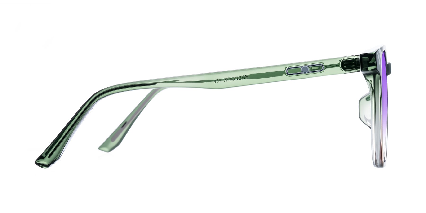 Side of Ruhling in Gradient Green with Purple Gradient Lenses