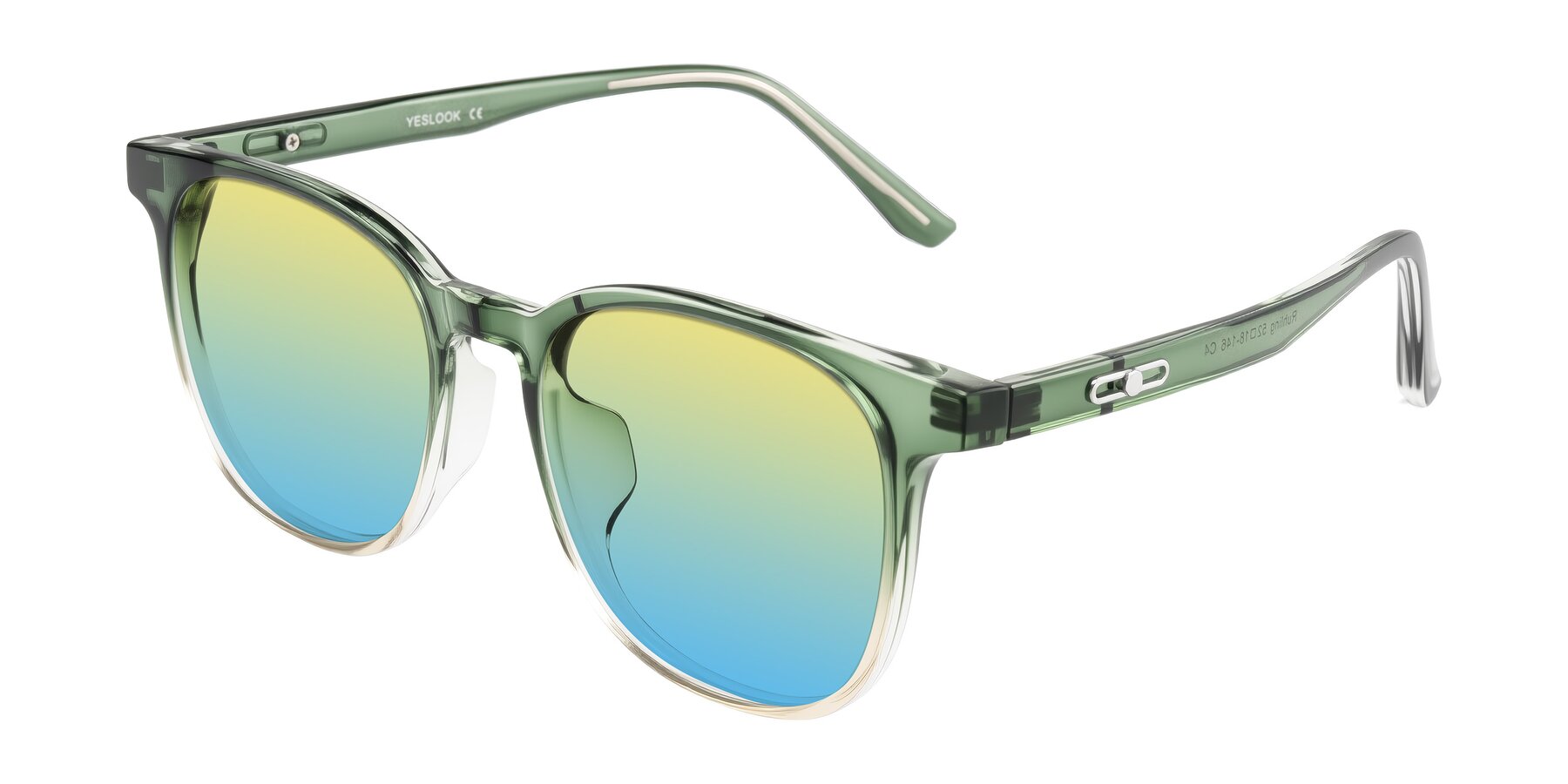 Angle of Ruhling in Gradient Green with Yellow / Blue Gradient Lenses