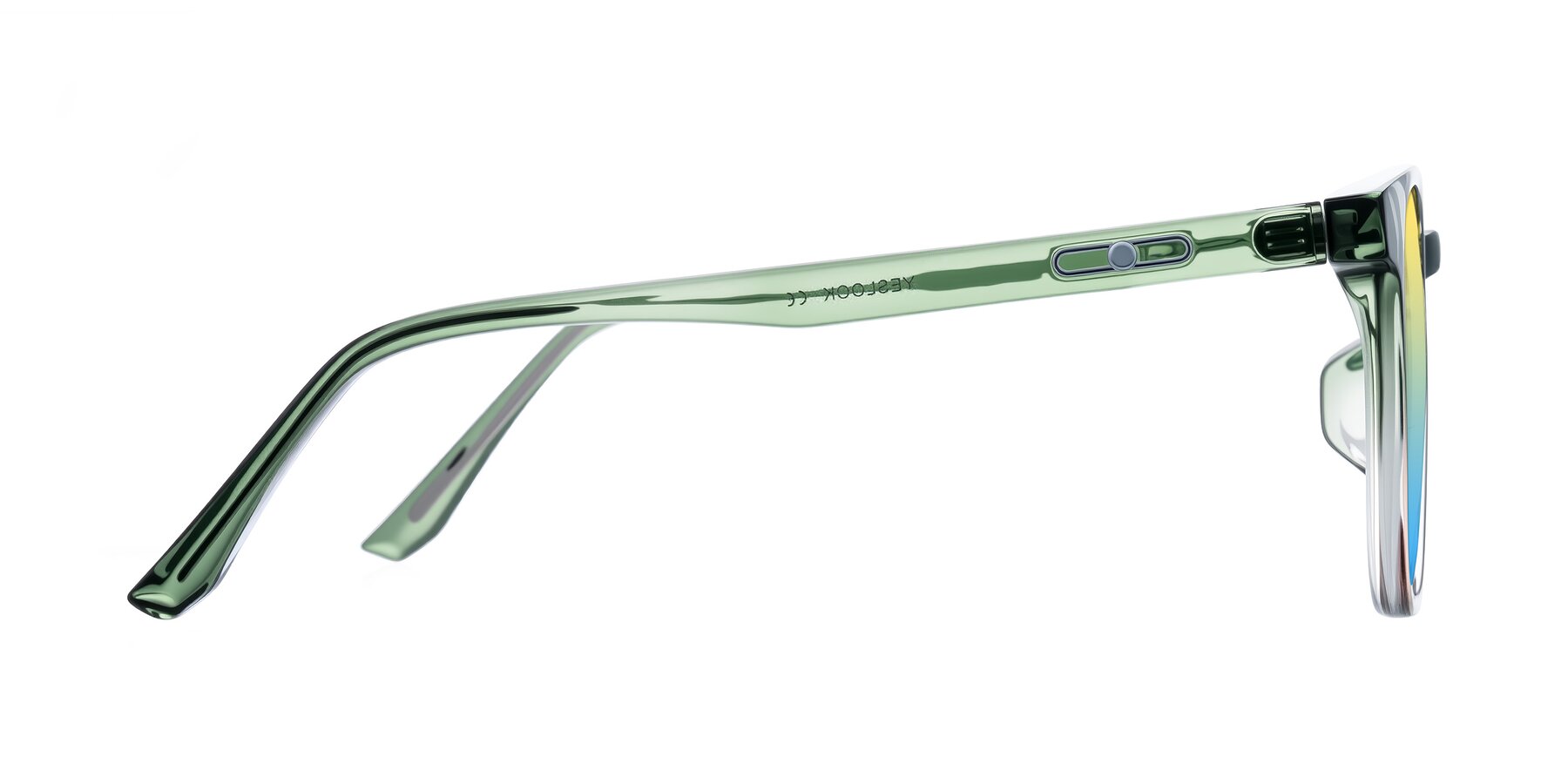 Side of Ruhling in Gradient Green with Yellow / Blue Gradient Lenses