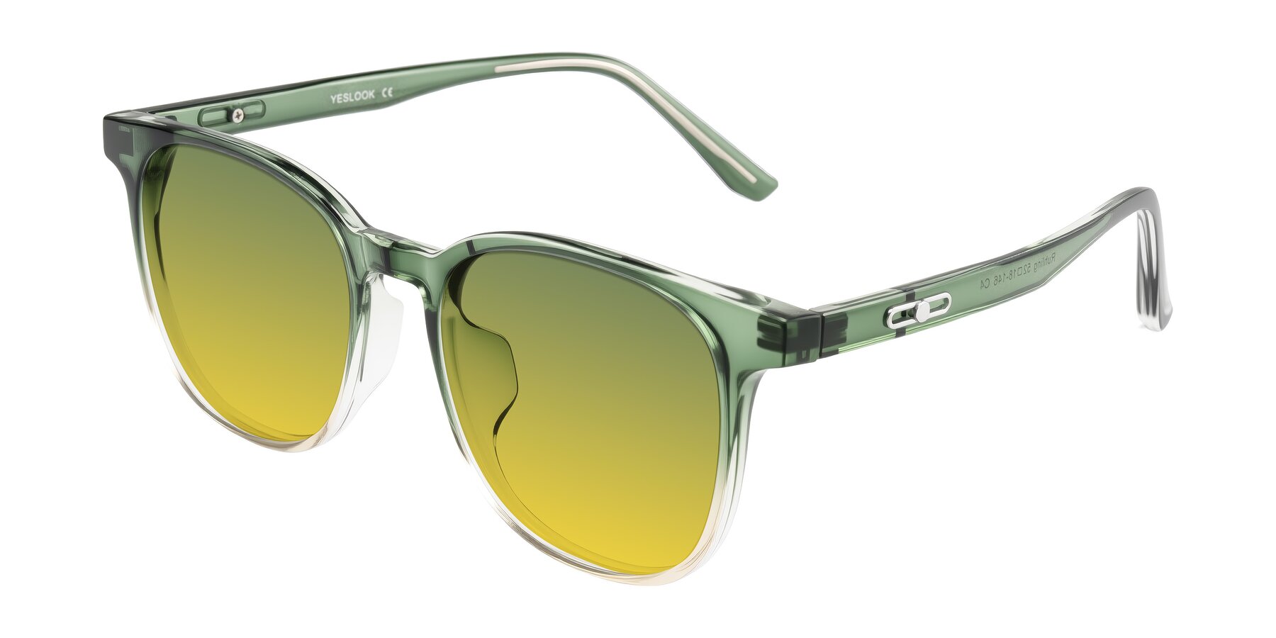 Angle of Ruhling in Gradient Green with Green / Yellow Gradient Lenses